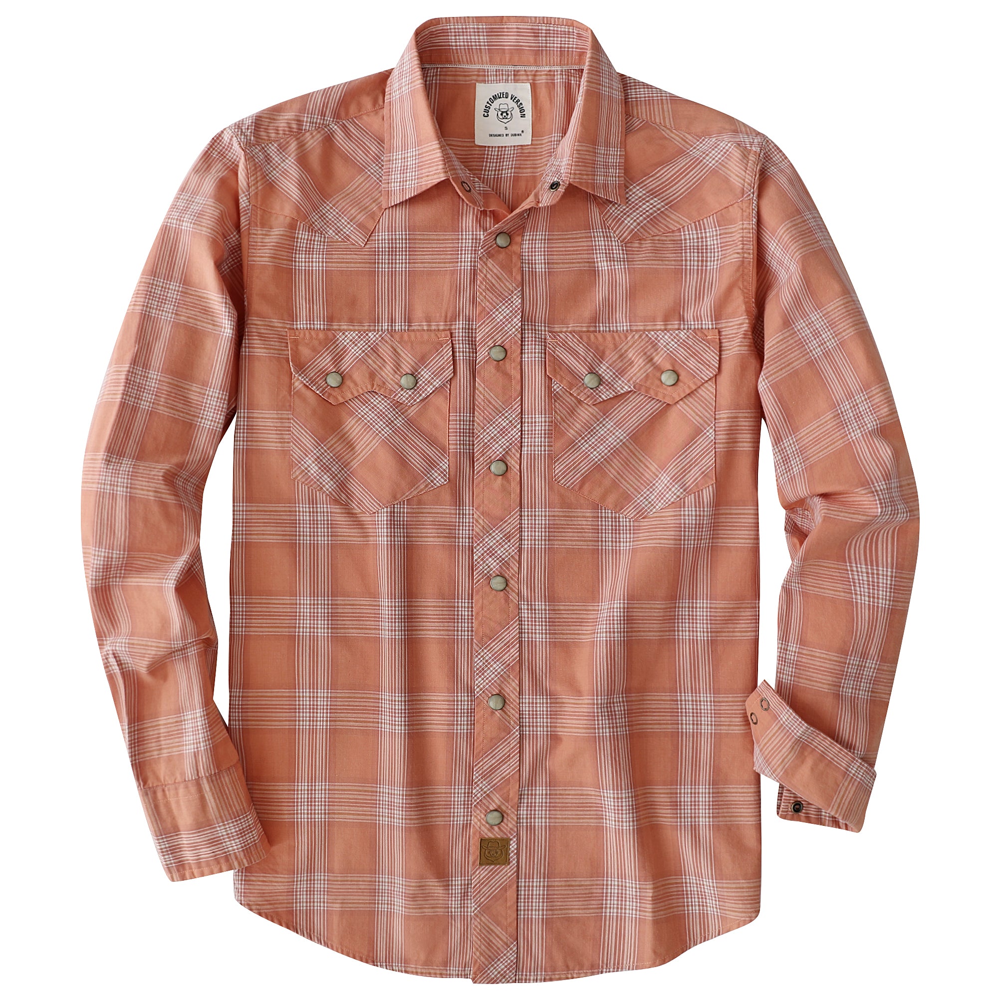 Dubinik® Pearl Snap Shirts For Men Long Sleeve Lightweight Casual Western Plaid Cowboy Cotton Vintage Work Shirt#48021