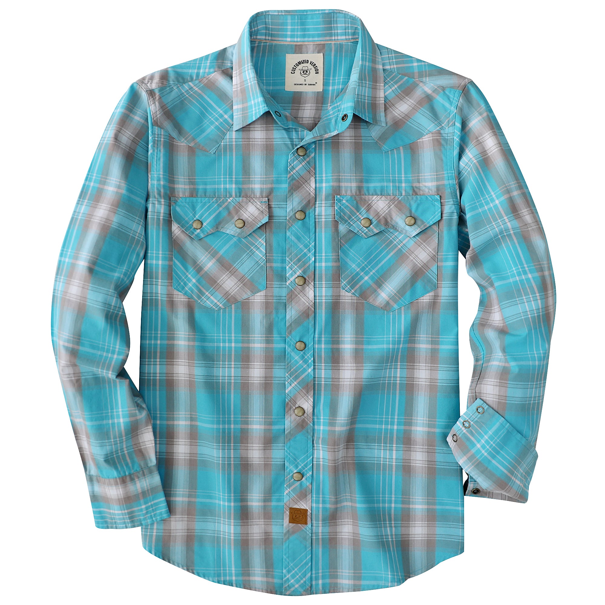 Dubinik® Pearl Snap Shirts For Men Long Sleeve Lightweight Casual Western Plaid Cowboy Cotton Vintage Work Shirt#48024