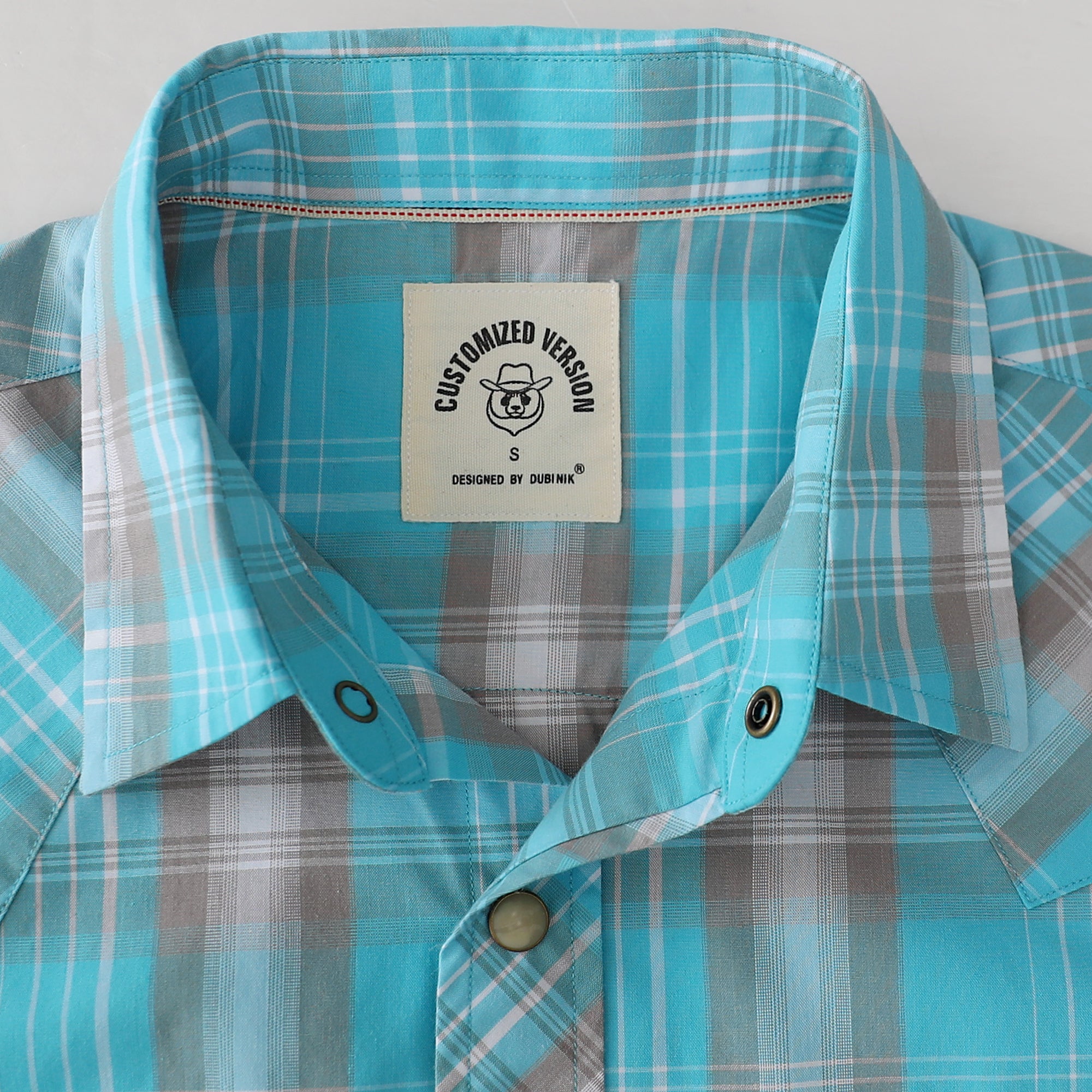 Dubinik® Pearl Snap Shirts For Men Long Sleeve Lightweight Casual Western Plaid Cowboy Cotton Vintage Work Shirt#48024