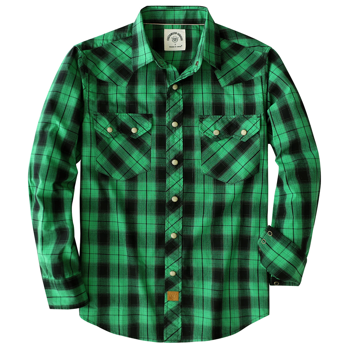 Dubinik® 4.1oz Pearl Snap Green Shirts For Men Long Sleeve Lightweight