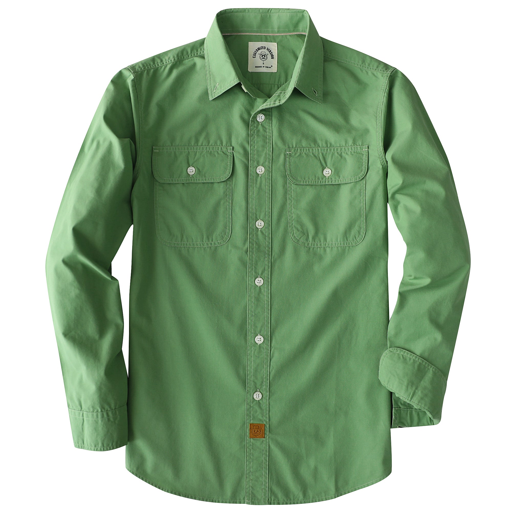 mens light green dress shirt Dubinik 4.1oz Mens Long Sleeve Button Down Solid Light Green Shirts Casual Plaid Shirt with Practical Double Pockets Comfortable and Soft#0050031 XL /