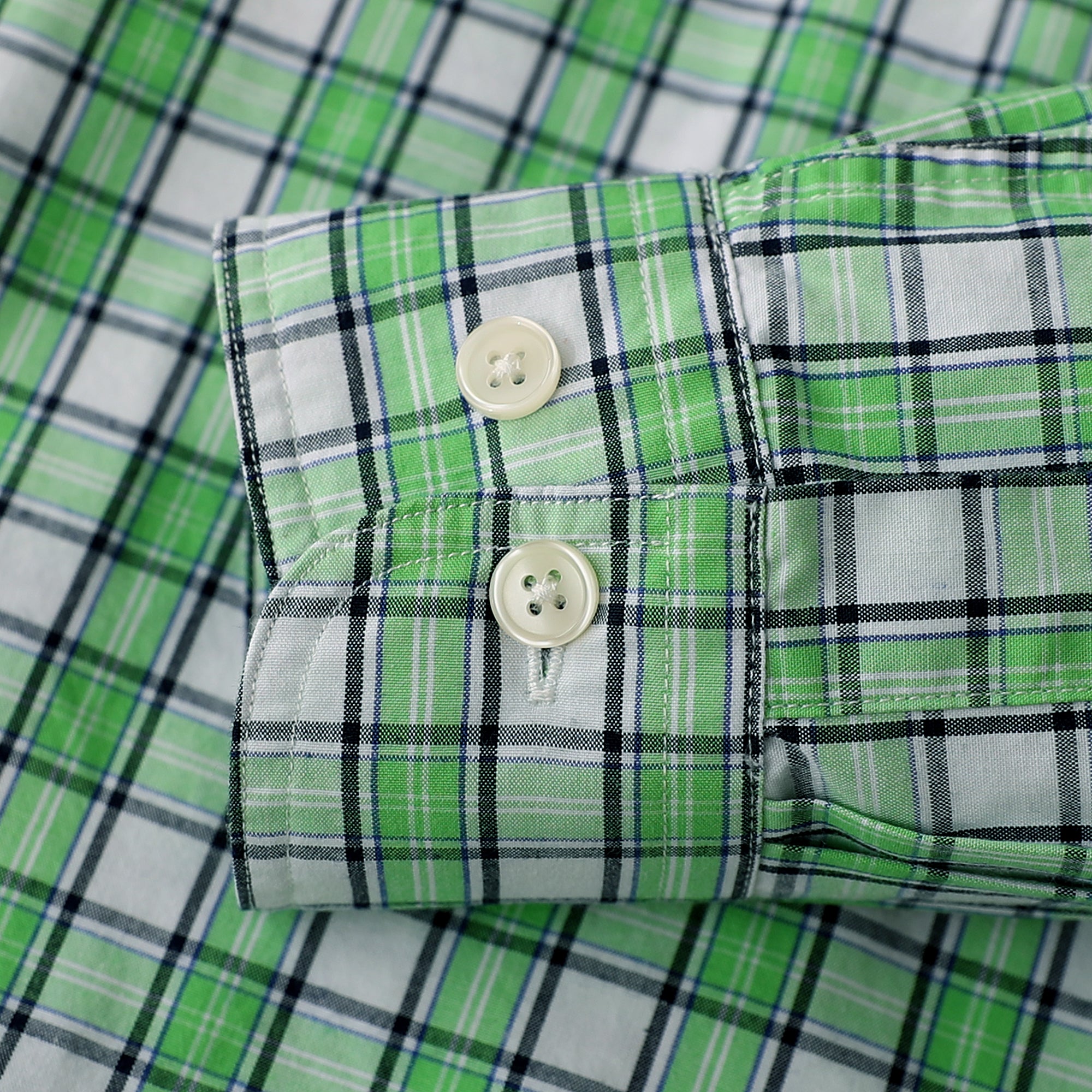 Dubinik® Mens Long Sleeve Button Down Green Shirts Casual Plaid Shirt with Practical Double Pockets Comfortable and Soft#0050008