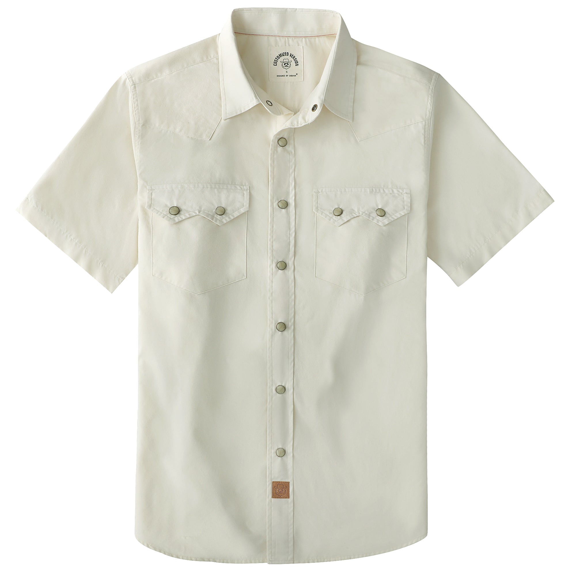 Dubinik® Men's Pearl Snap Beige Sawtooth Pocket Western Plaid Shirt Sh