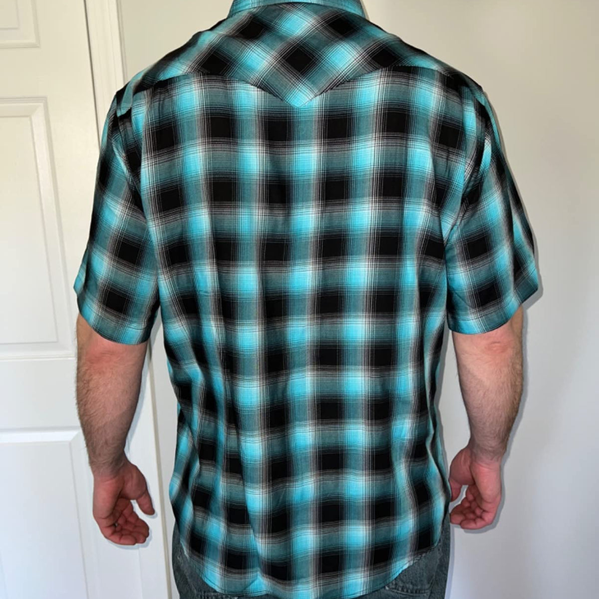 Chemises à carreaux à manches courtes en fibre de bambou Dubinik® pour hommes, style cowboy occidental, style vintage décontracté, avec boutons-pression nacrés, #2903