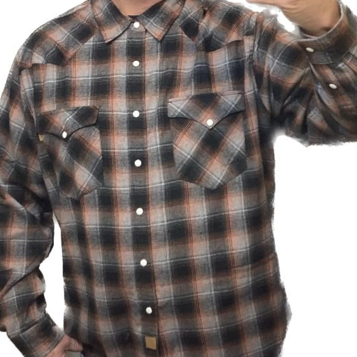 Dubinik® Flannel Shirt For Men Western Cowboy Pearl Snap Shirts For Men Long Sleeve Vintage Buttons Down Plaid Shirt #28604