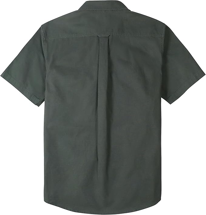 Dubinik® Mens Short Sleeve Button Down Shirts Two Pocket Vintage Mens Work Shirt Cotton Mens Shirts Casual with Stretch#0055004