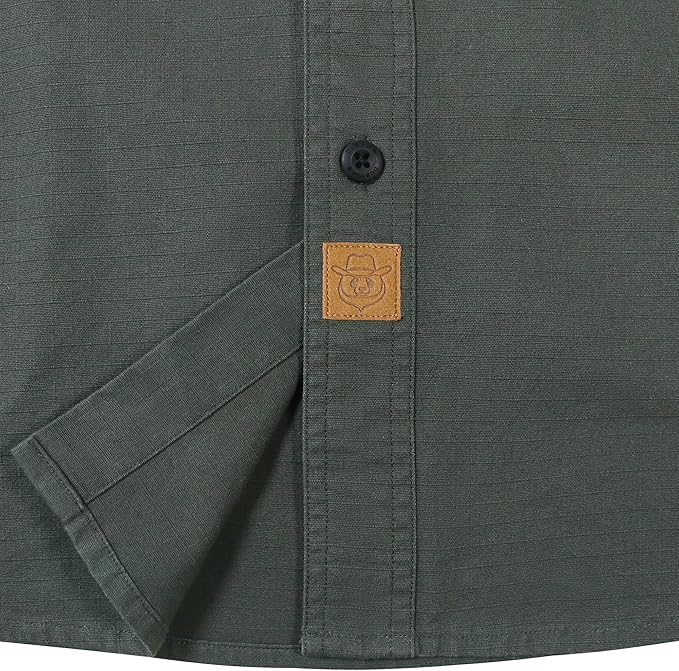 Dubinik® Mens Short Sleeve Button Down Shirts Two Pocket Vintage Mens Work Shirt Cotton Mens Shirts Casual with Stretch#0055004