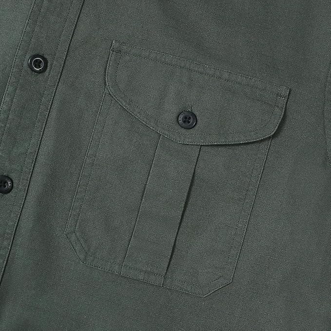 Dubinik® Mens Short Sleeve Button Down Shirts Two Pocket Vintage Mens Work Shirt Cotton Mens Shirts Casual with Stretch#0055004