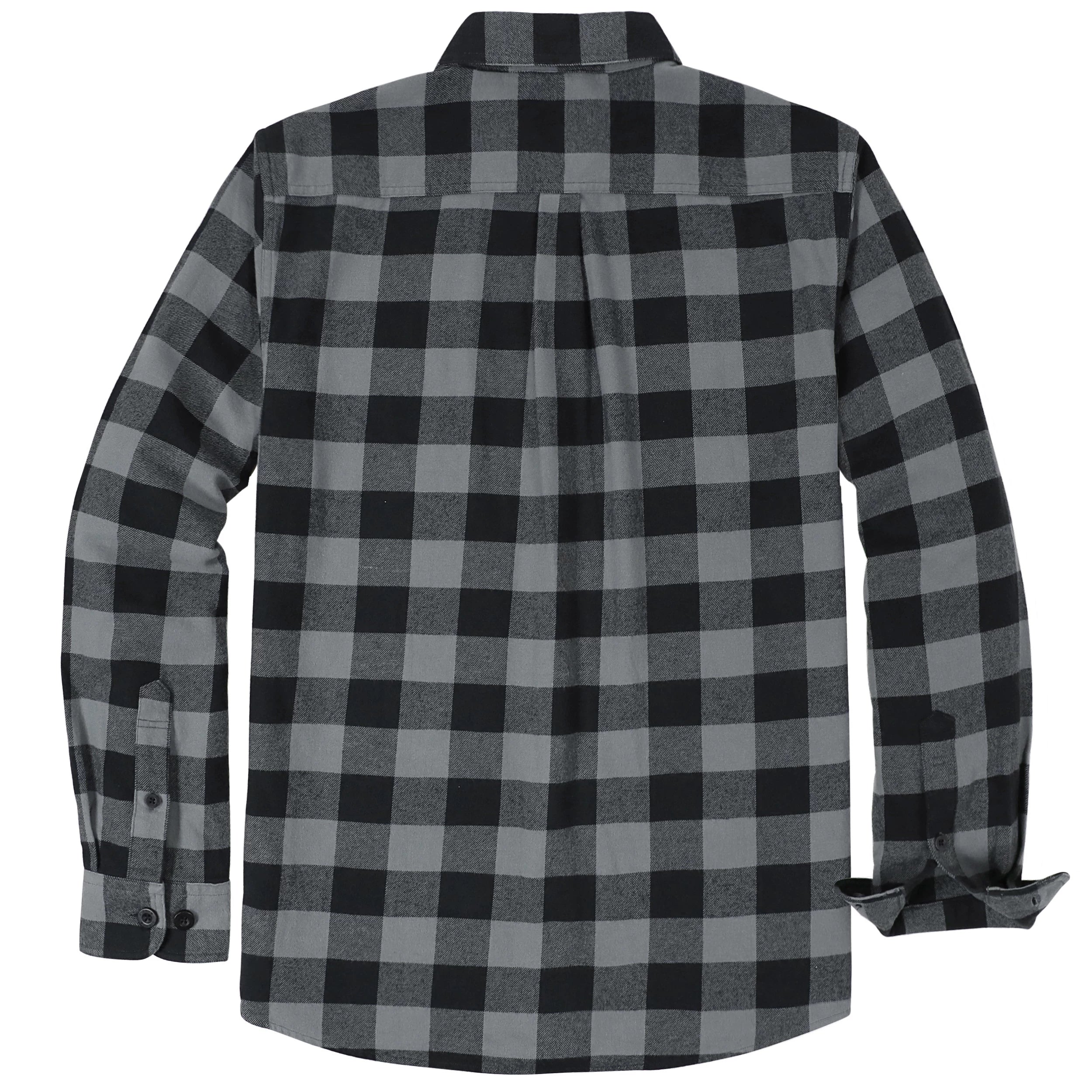 Dubinik® Mens Long Sleeve Midweight Flannel Shirt Warm Casual Soft Cotton Button Down Plaid Shirt #3403