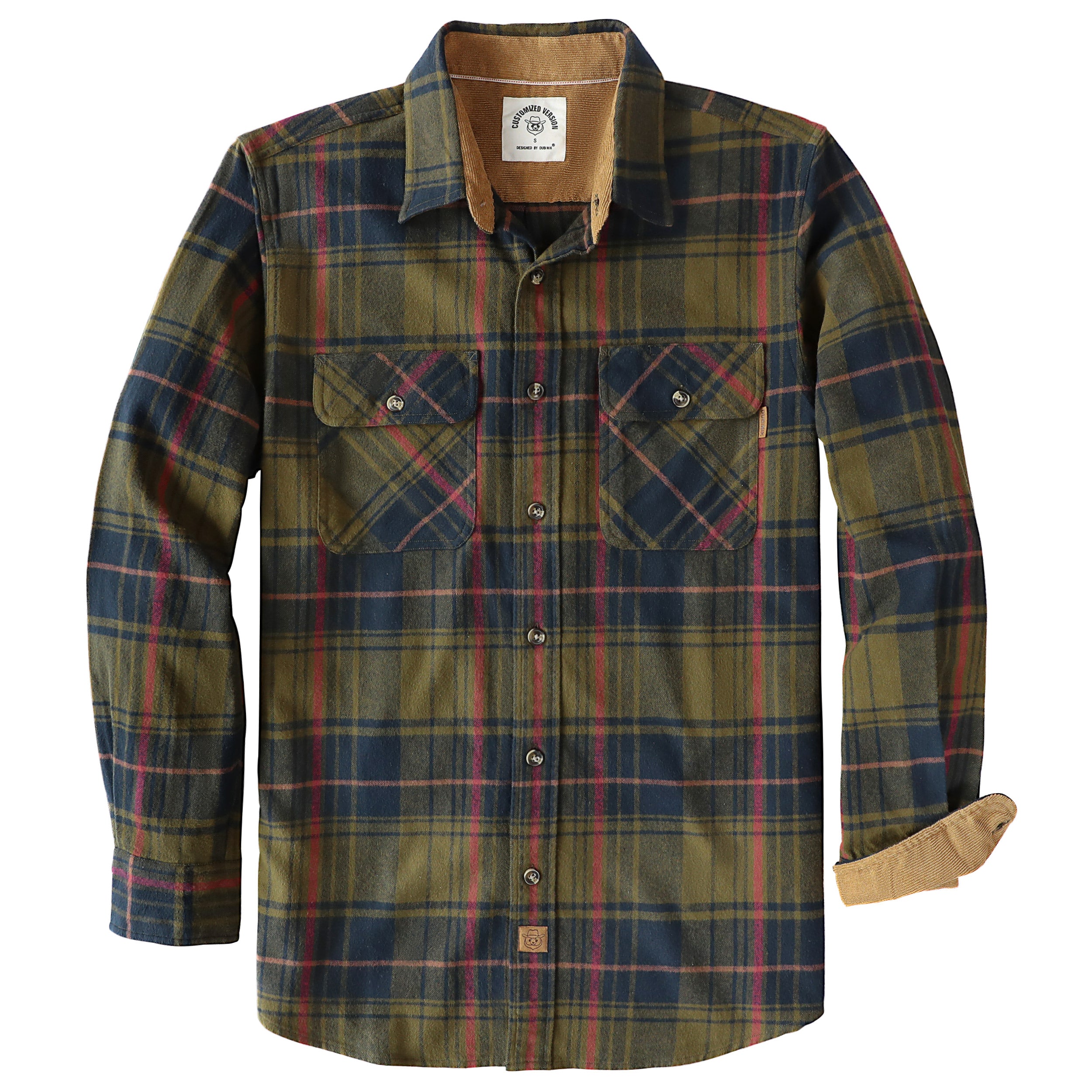 Dubinik® Herren Flanellhemd Langarm Button-Down Plaid Alle Baumwolle Weich Gebürstetes Flanellhemd Für Männer Utility Casual Shirt #0030023