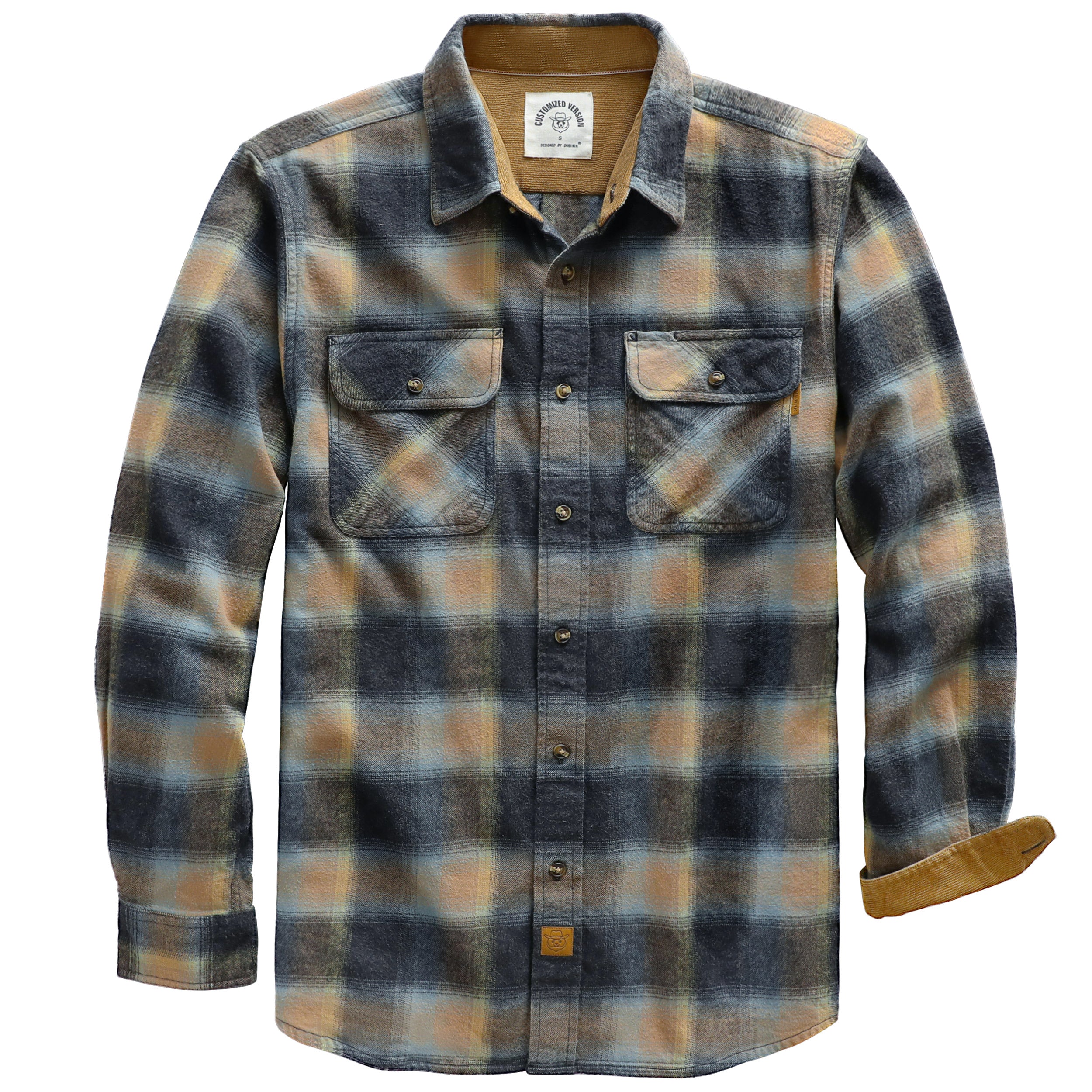 Dubinik® Herren Flanellhemd Langarm Button-Down Plaid Alle Baumwolle Weich Gebürstetes Flanellhemd Für Männer Utility Casual Shirt #0030003