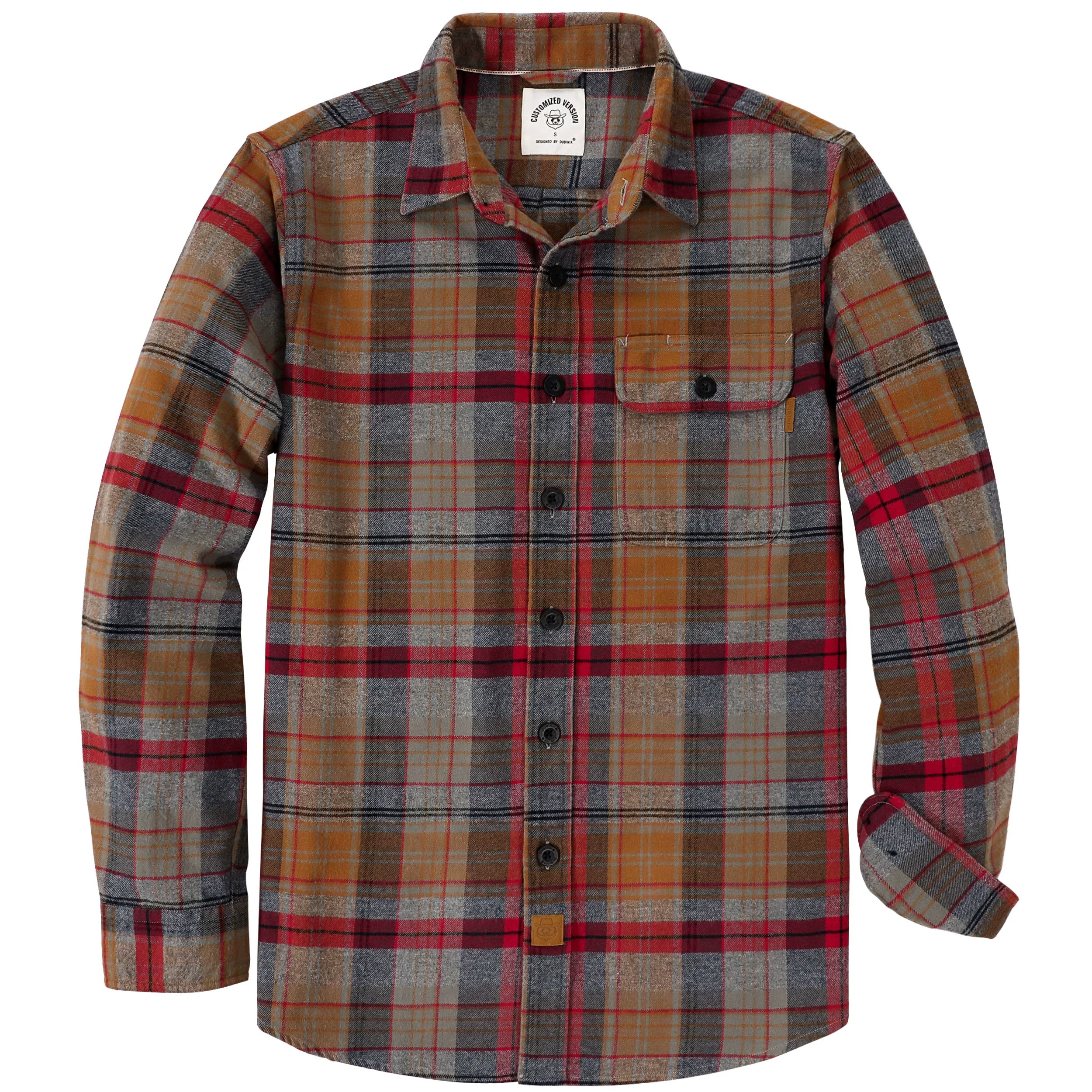 Dubinik® Herren-Flanellhemd mit langen Ärmeln, mittelschwer, warm, lässig, weiche Baumwolle, Button-Down-Karohemd Nr. 3413