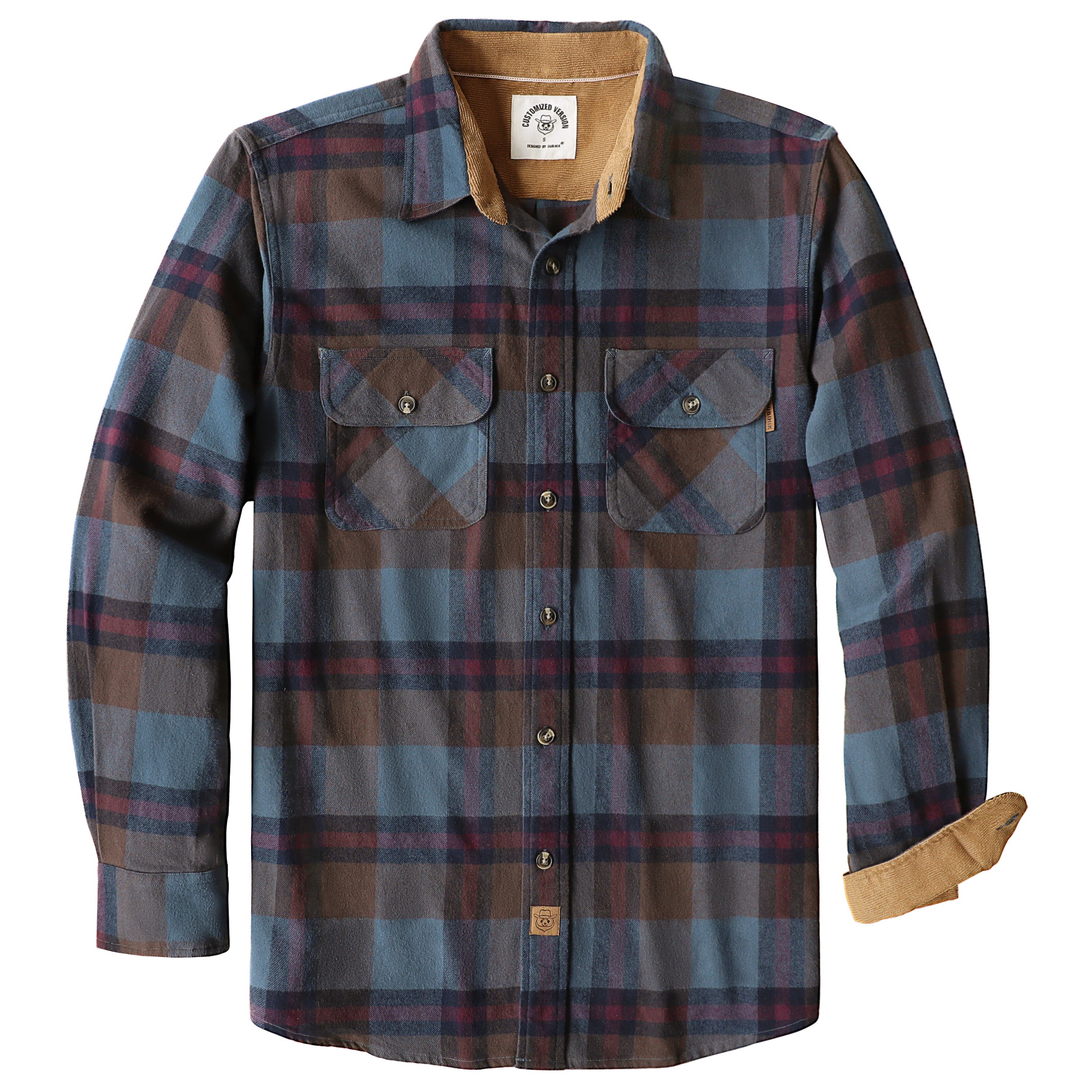 Dubinik® Mens Flannel Shirt Long Sleeve Button Down Plaid All Cotton Soft Brushed Flannel Shirt For Men Utility Casual Shirt #0030026