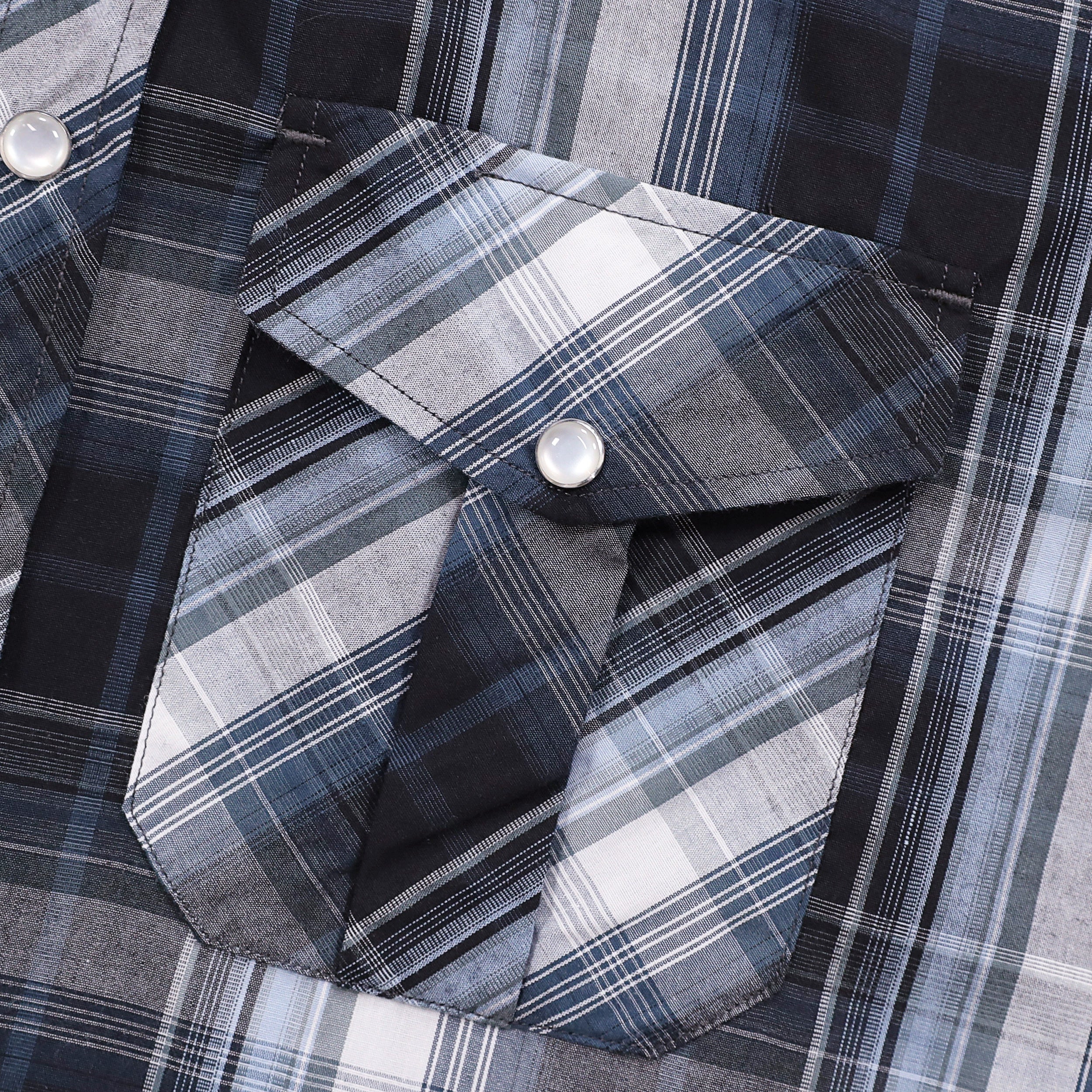 Dubinik® Westernhemden für Herren, kurzärmelig, kariert, Perlendruckknöpfe, Hemden für Herren, Button-Up-Hemd, Cowboy, lässiges Arbeitshemd #41024
