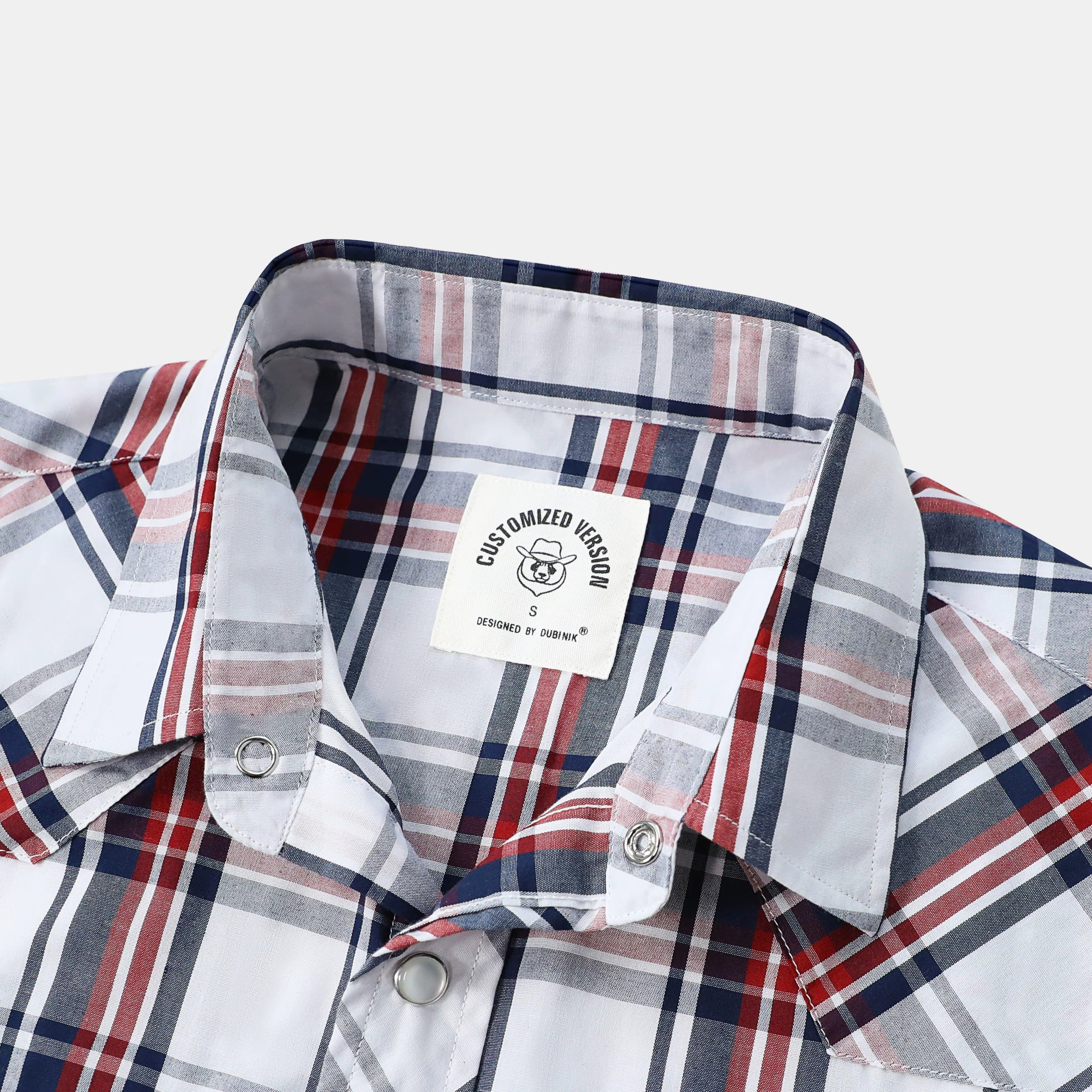Chemises western Dubinik® pour hommes, manches courtes, carreaux, boutons-pression nacrés, chemise boutonnée, chemise de travail décontractée style cowboy #41025