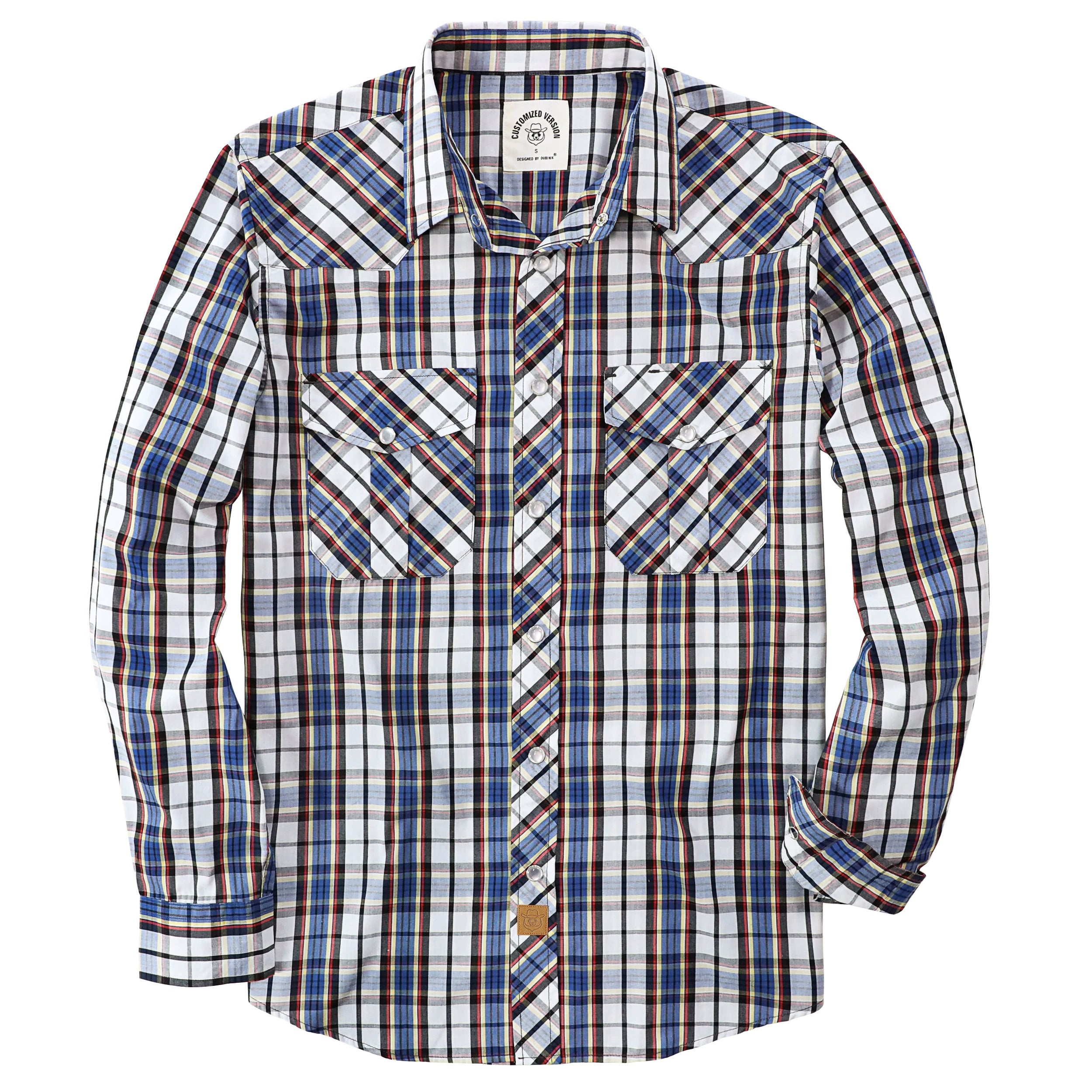 Chemises Dubinik® Pearl Snap pour hommes Chemises western à manches longues pour hommes Chemise à carreaux décontractée vintage Chemises de cow-boy pour hommes #4209 