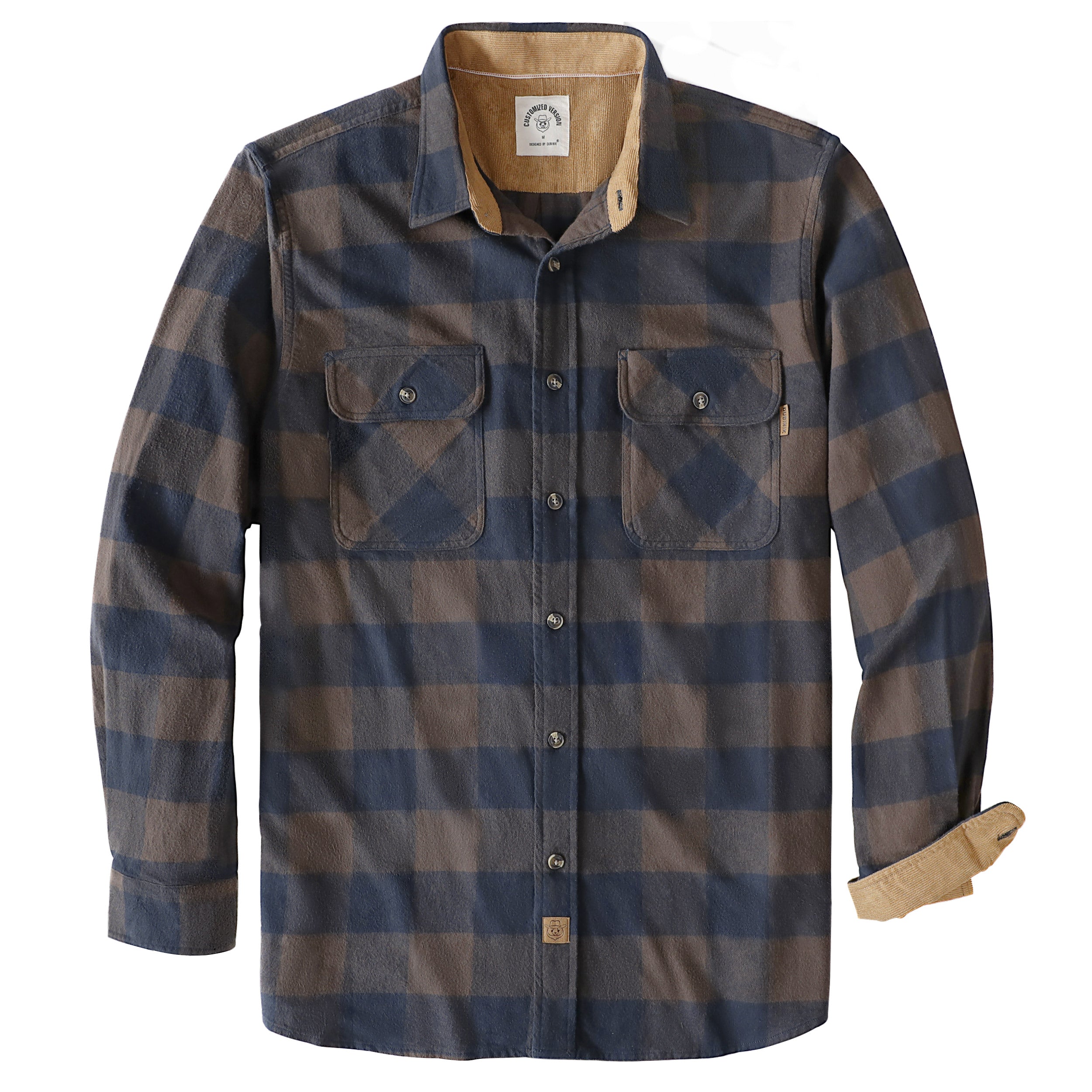 Dubinik® Mens Flannel Shirt Long Sleeve Button Down Plaid All Cotton Soft Brushed Flannel Shirt For Men Utility Casual Shirt #0030011