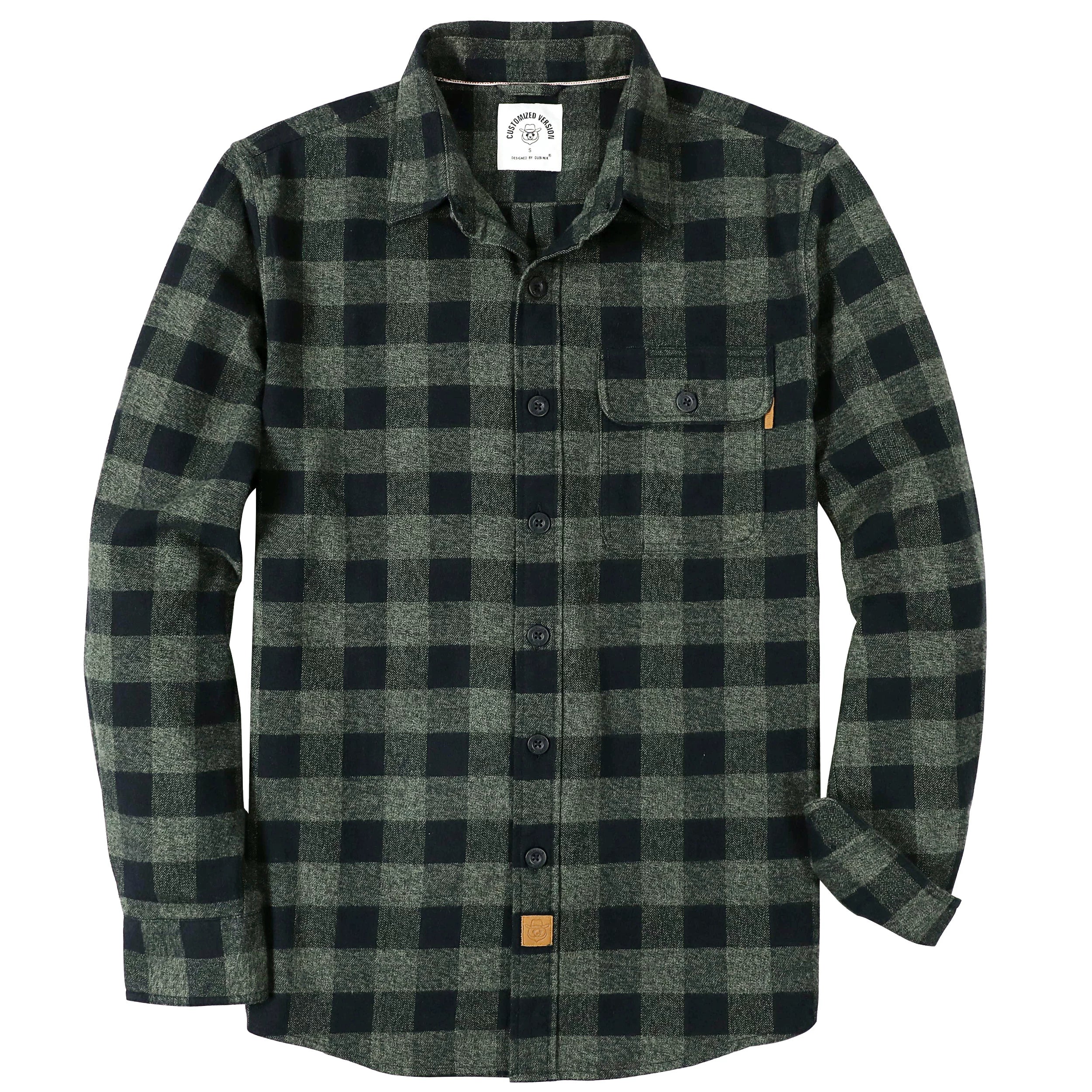 Chemise à carreaux Dubinik® à manches longues et mi-lourde pour homme, chaude, décontractée et douce, en coton, à boutons, n° 3411