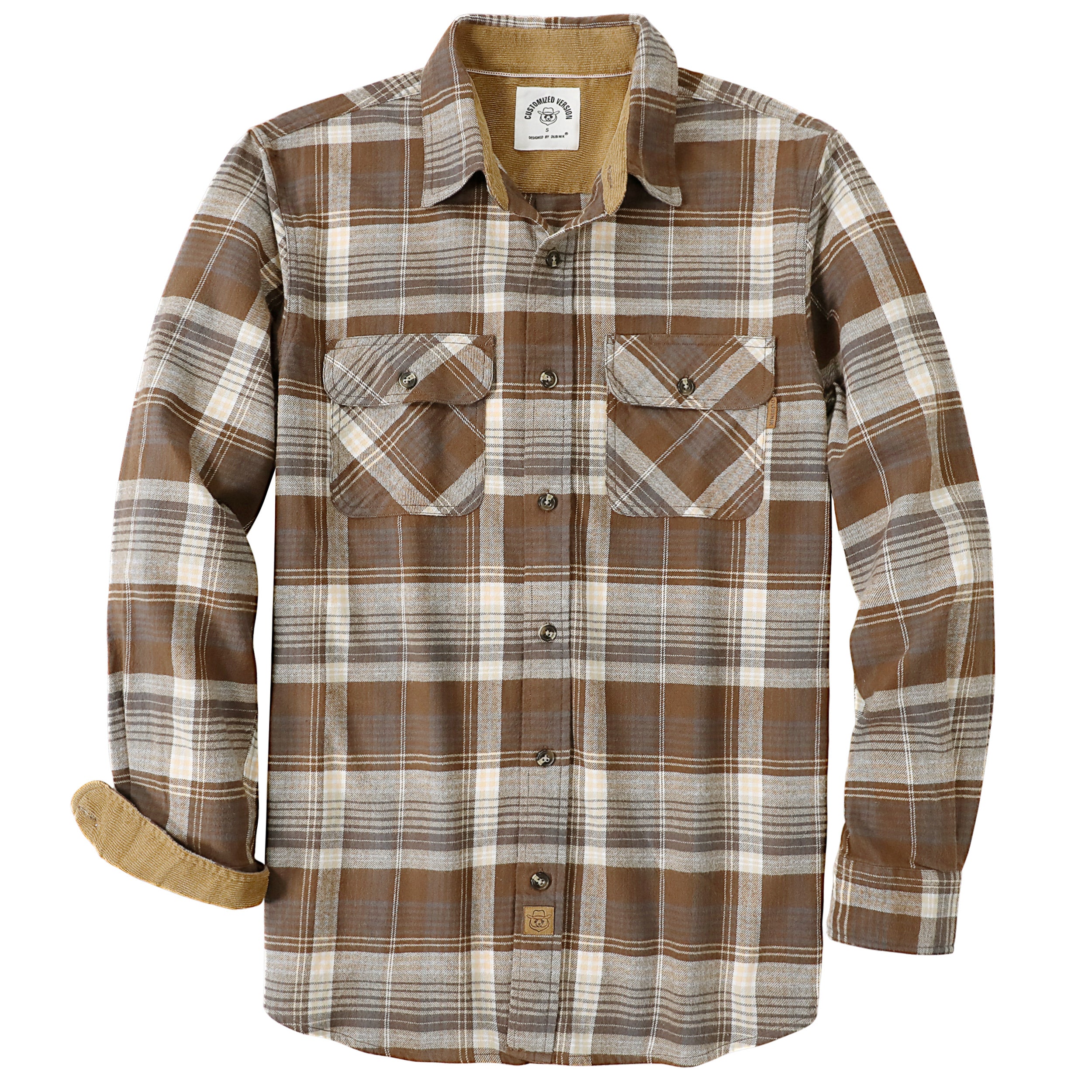 Chemise en flanelle Dubinik® pour homme, manches longues, boutonnée, à carreaux, tout en coton doux et brossé, chemise utilitaire décontractée pour homme #0030002