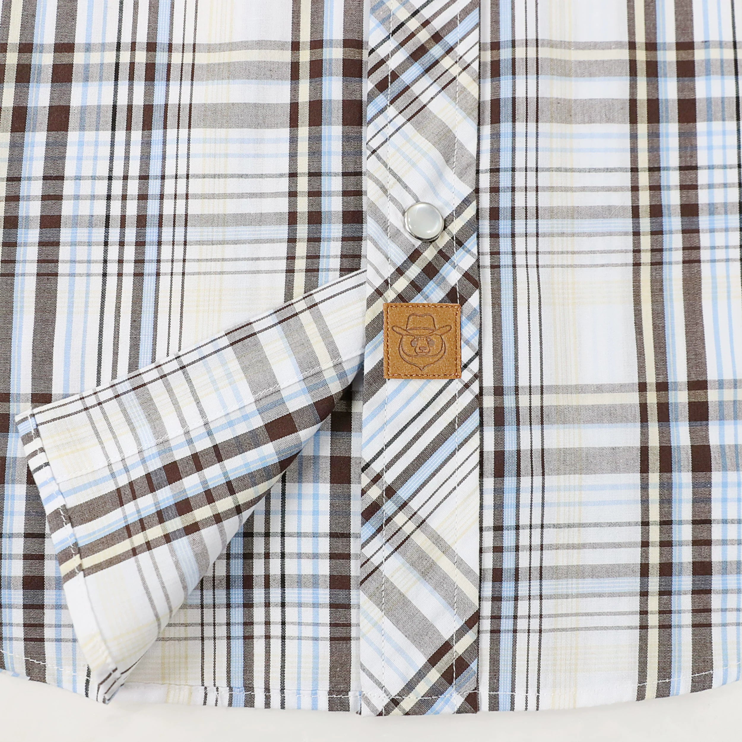 Dubinik® Westernhemden für Herren, kurzärmelig, kariert, Perlendruckknöpfe, Hemden für Herren, Button-Up-Hemd, Cowboy, lässiges Arbeitshemd #41007