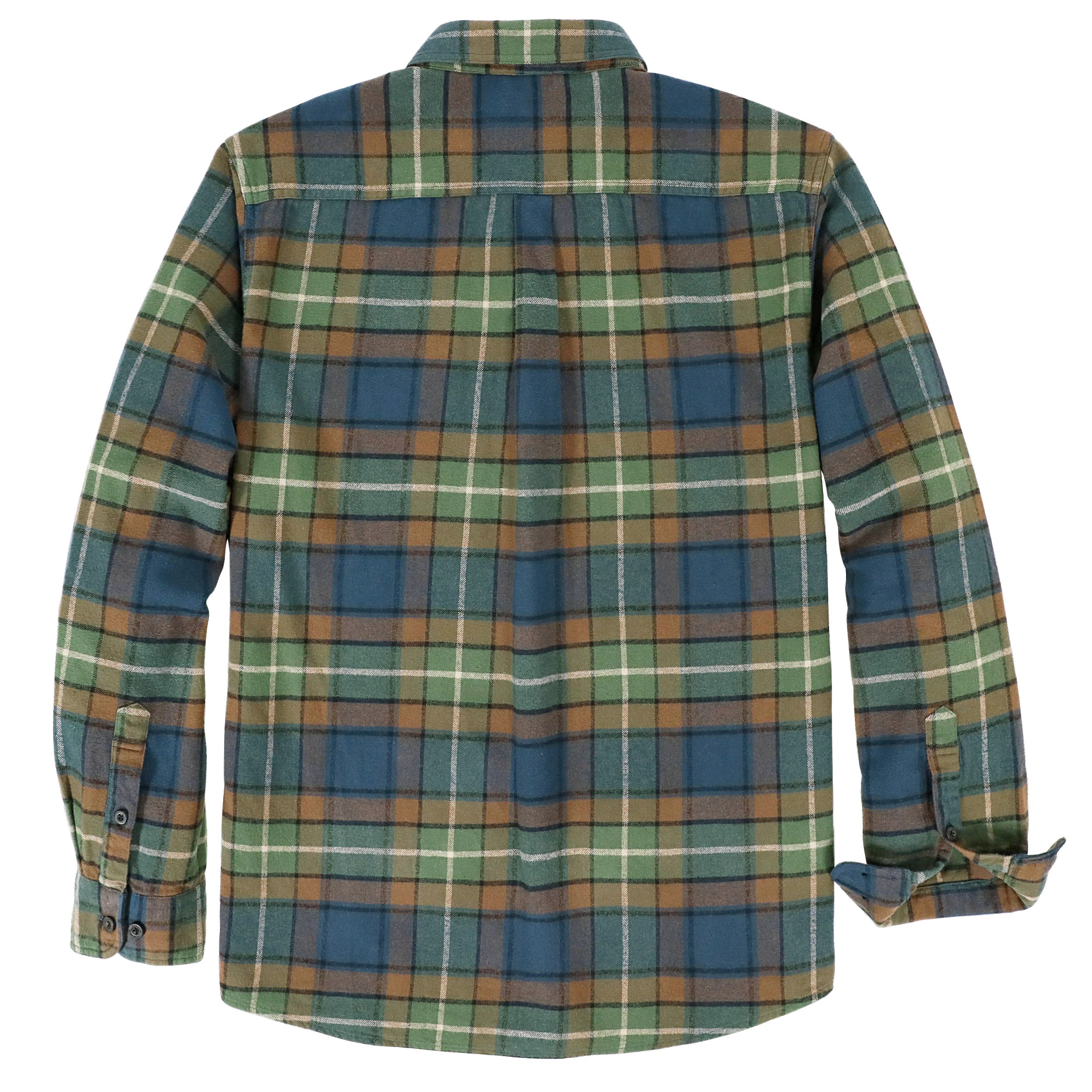 Dubinik® Mens Long Sleeve Midweight Flannel Shirt Warm Casual Soft Cotton Button Down Plaid Shirt #3405