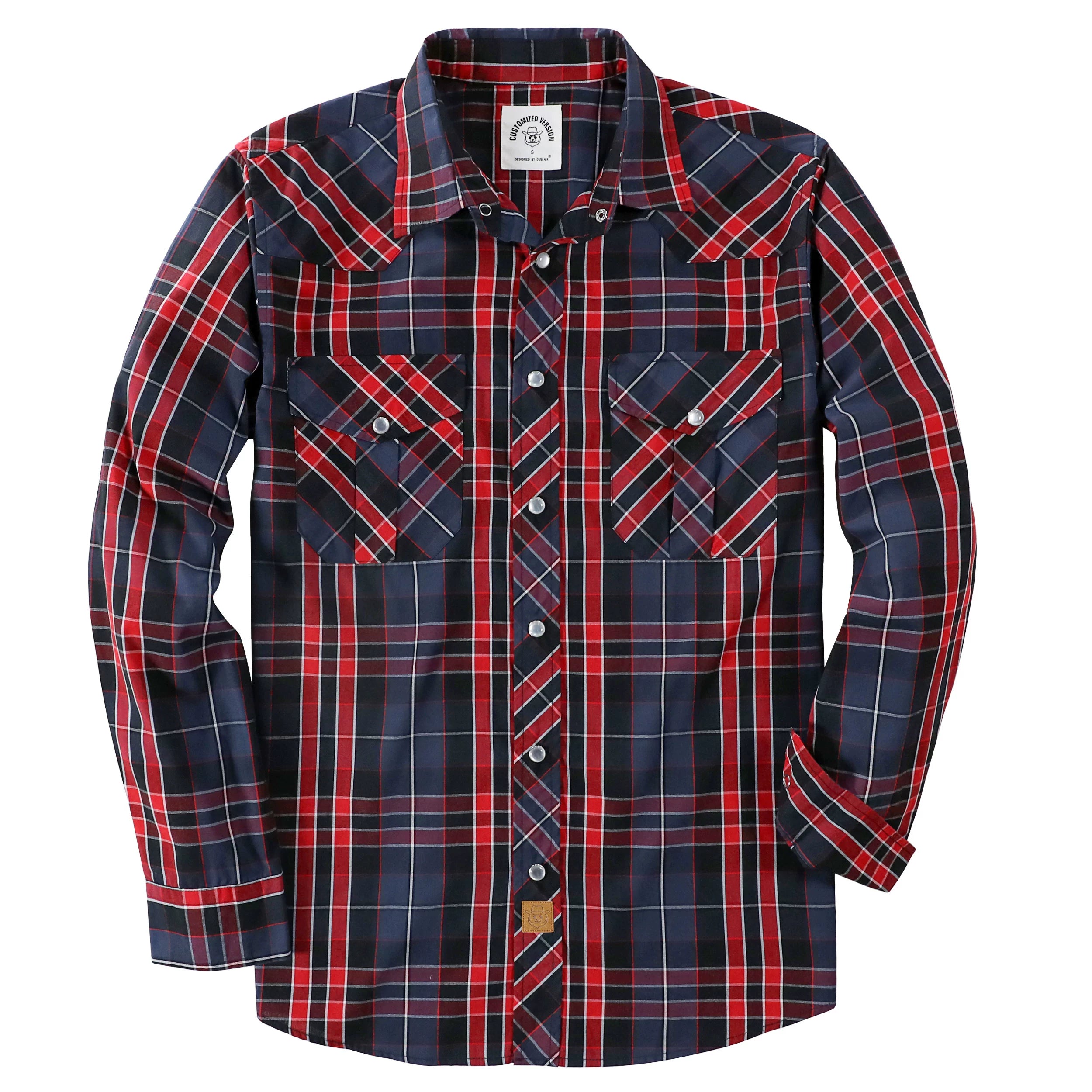 Chemises Dubinik® Pearl Snap pour hommes Chemises western à manches longues pour hommes Chemise à carreaux décontractée vintage Chemises de cow-boy pour hommes #42026 