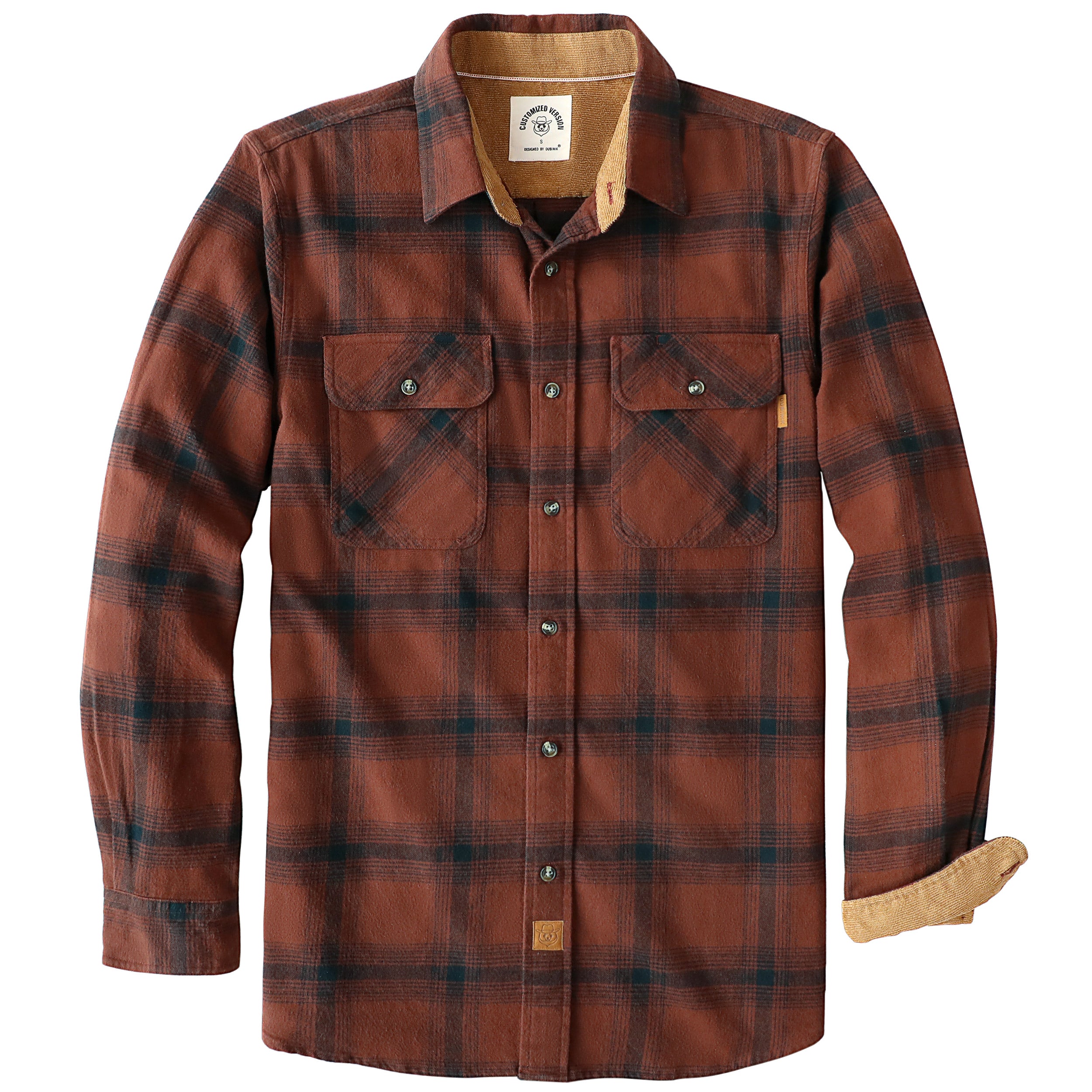 Chemise en flanelle Dubinik® pour homme, manches longues, boutonnée, à carreaux, tout en coton doux et brossé, chemise utilitaire décontractée #0030008