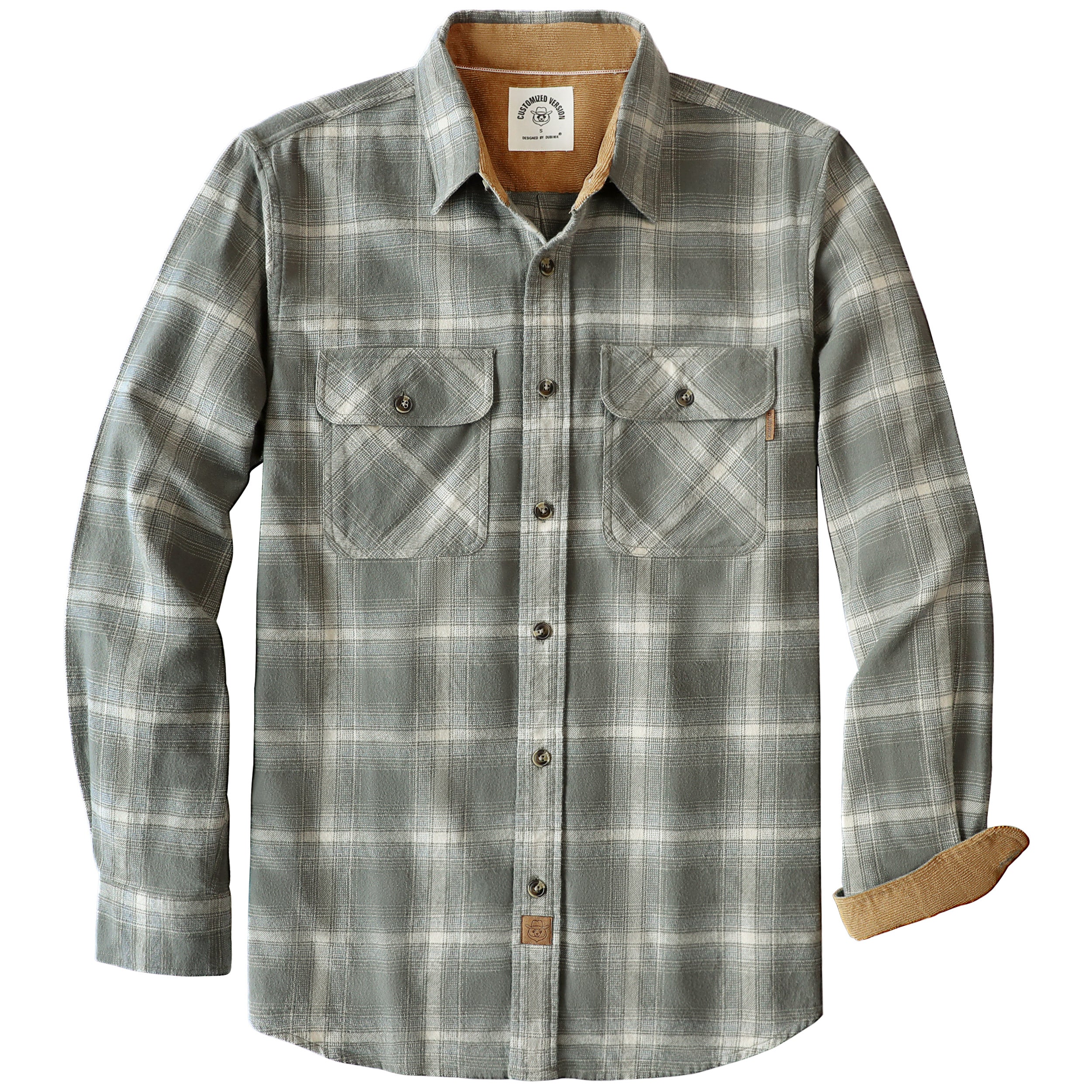 Dubinik® Herren Flanellhemd Langarm Button-Down Plaid Alle Baumwolle Weich Gebürstetes Flanellhemd Für Männer Utility Casual Shirt #0030012