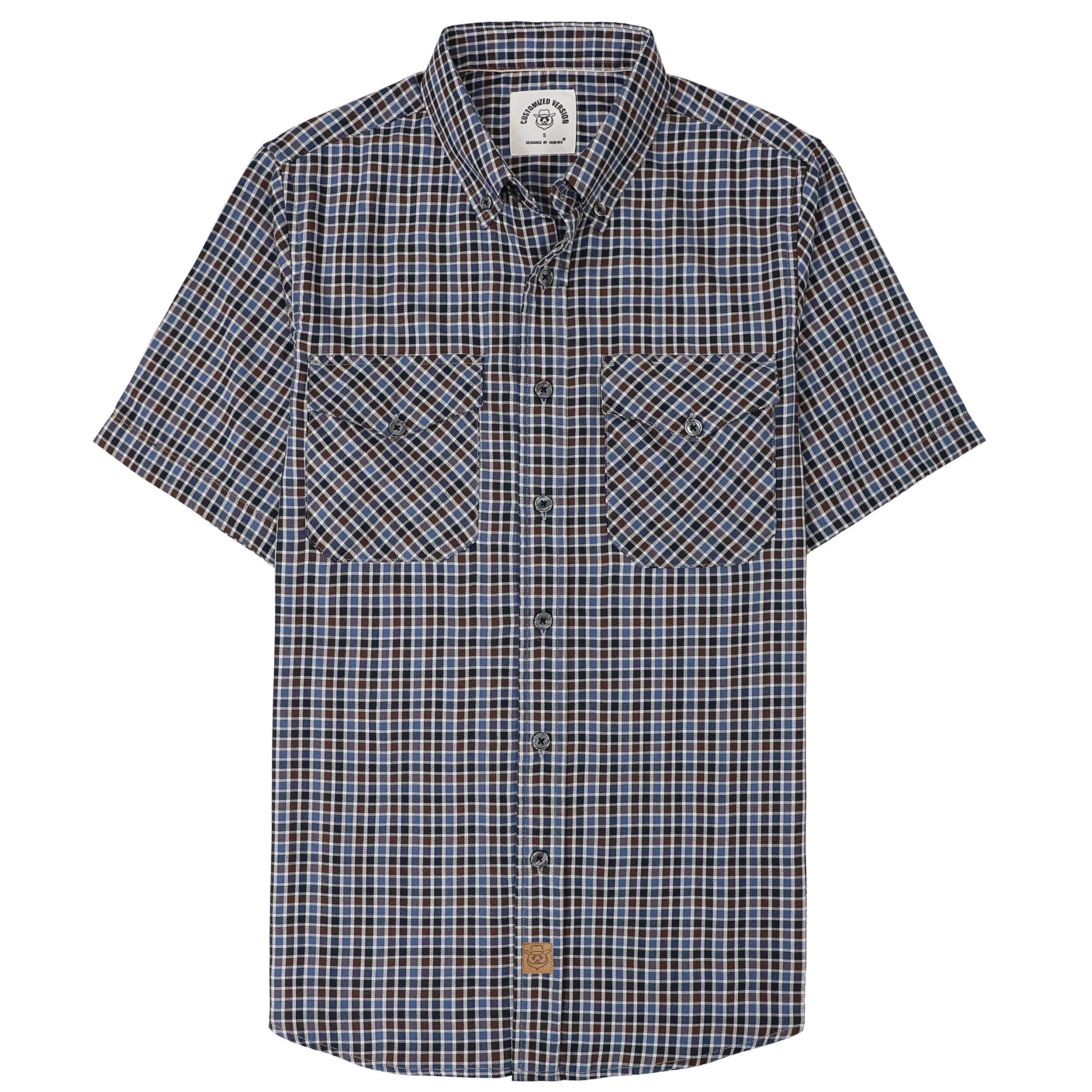 Dubinik® Bamboo Viscose Mens Short Sleeve Button Down Pockets Shirts#39005