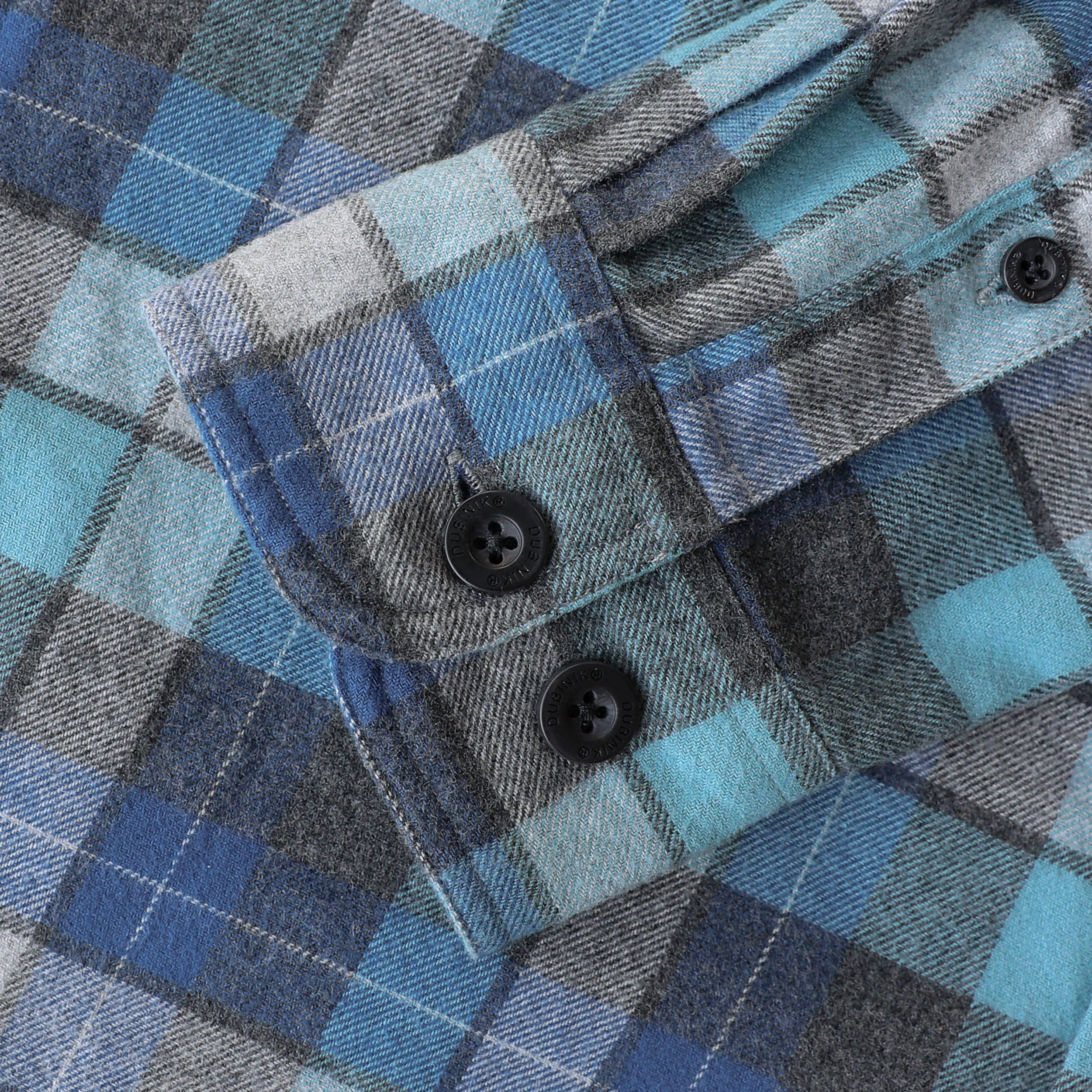 Chemise à carreaux Dubinik® à manches longues et mi-lourde pour homme, chaude, décontractée et douce, en coton, boutonnée, #3407