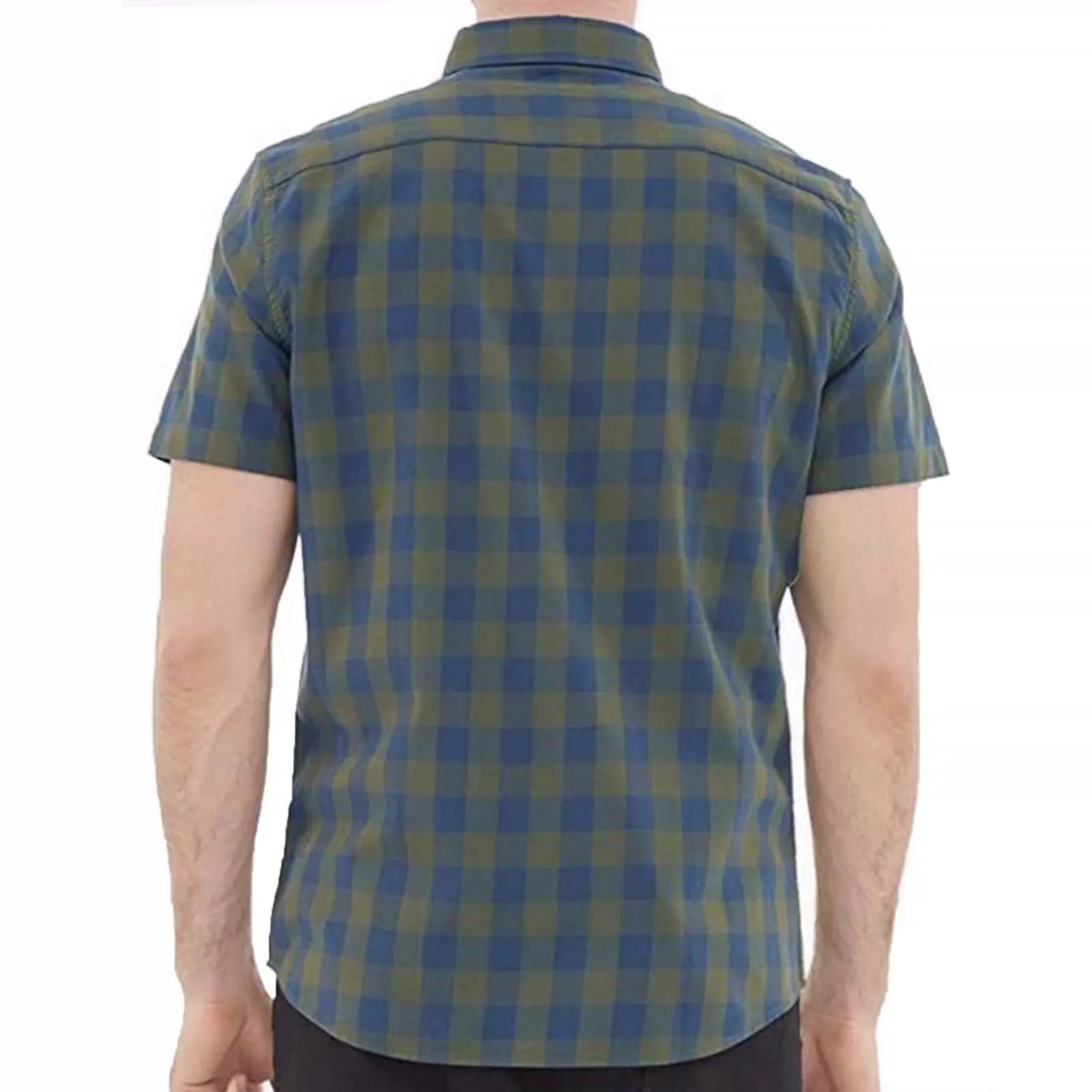 Dubinik® Herren-Button-Down-Hemden mit kurzen Ärmeln, 100 % Baumwolle, kariert, lässiges Button-Down-Hemd für Herren mit Tasche #02076 