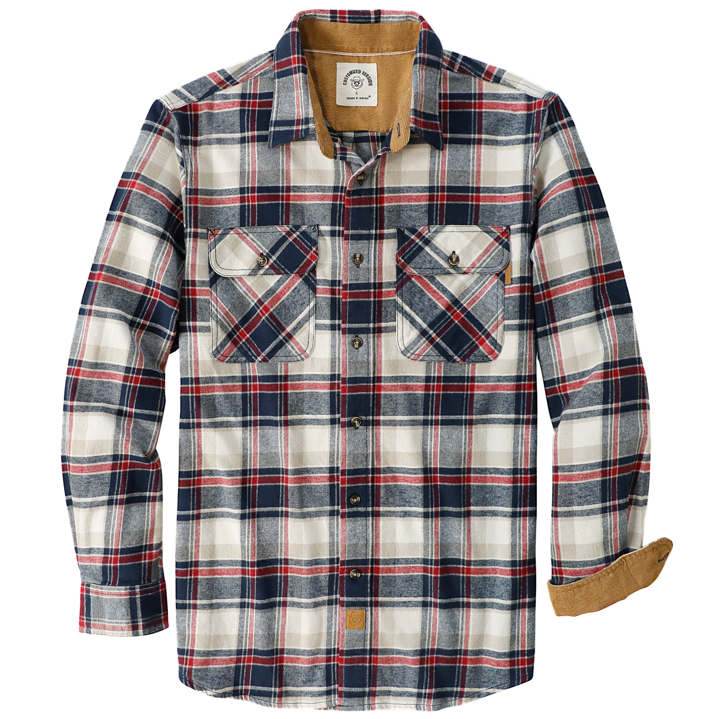 Chemise en flanelle Dubinik® pour homme, manches longues, boutonnée, à carreaux, tout en coton doux et brossé, chemise utilitaire décontractée pour homme #0030020