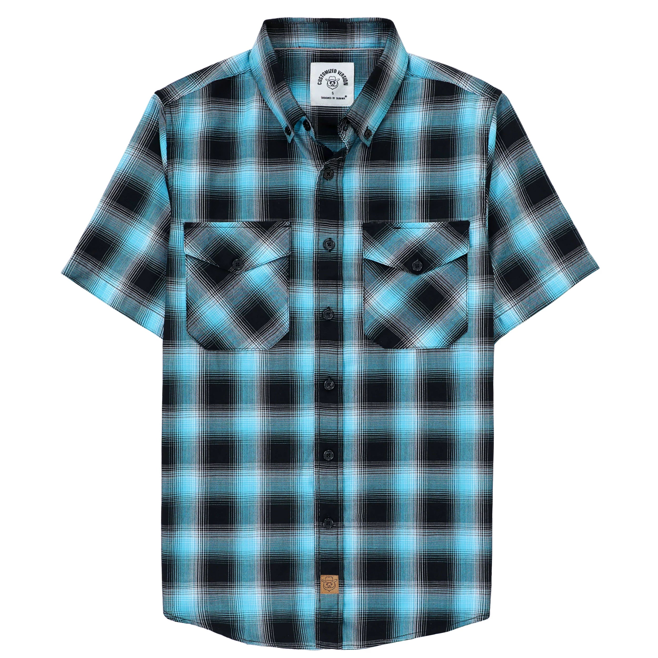 Dubinik® Bamboo Viscose Mens Short Sleeve Button Down Pockets Shirts#39003
