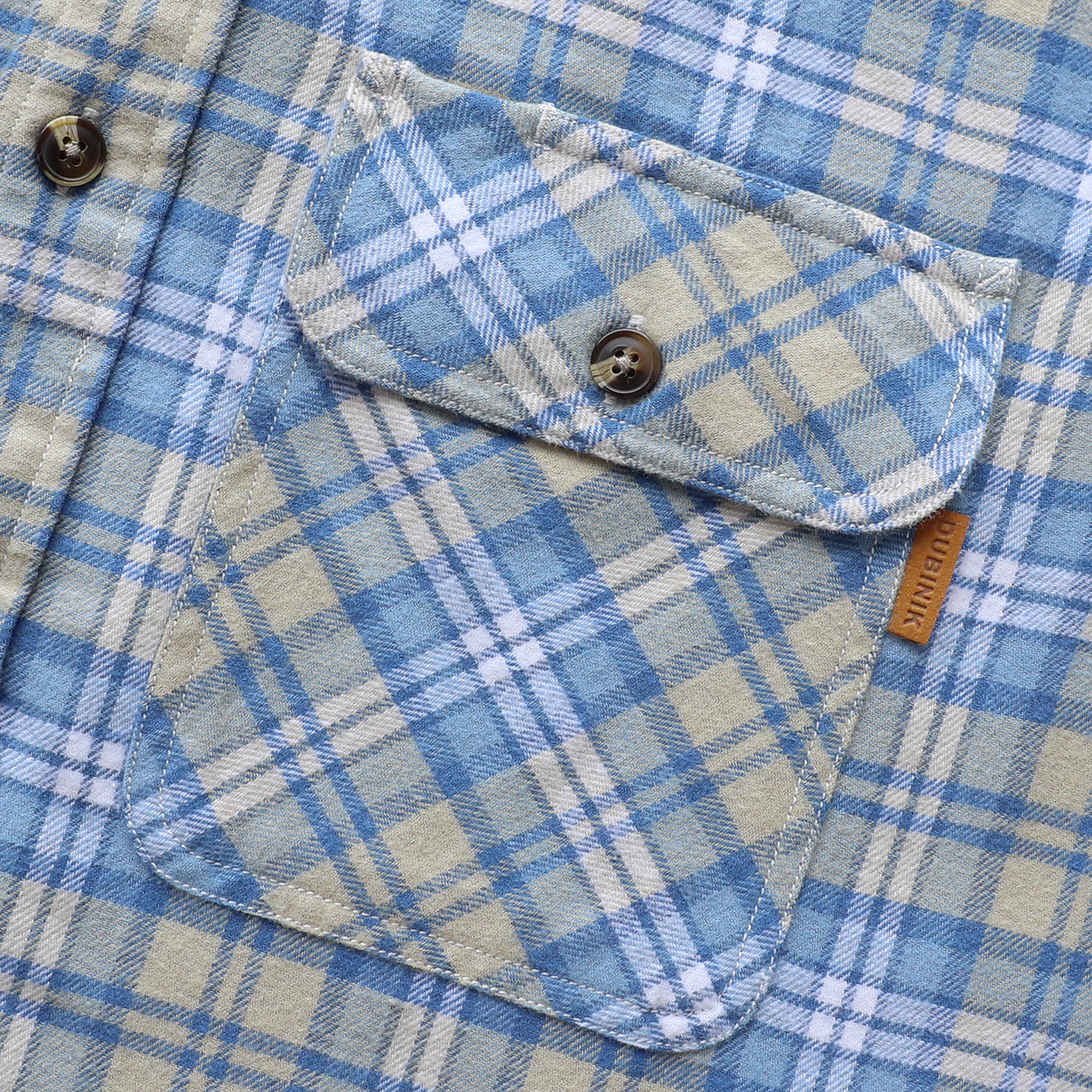 Dubinik® Mens Flannel Shirt Long Sleeve Button Down Plaid All Cotton Soft Brushed Flannel Shirt For Men Utility Casual Shirt#0030019