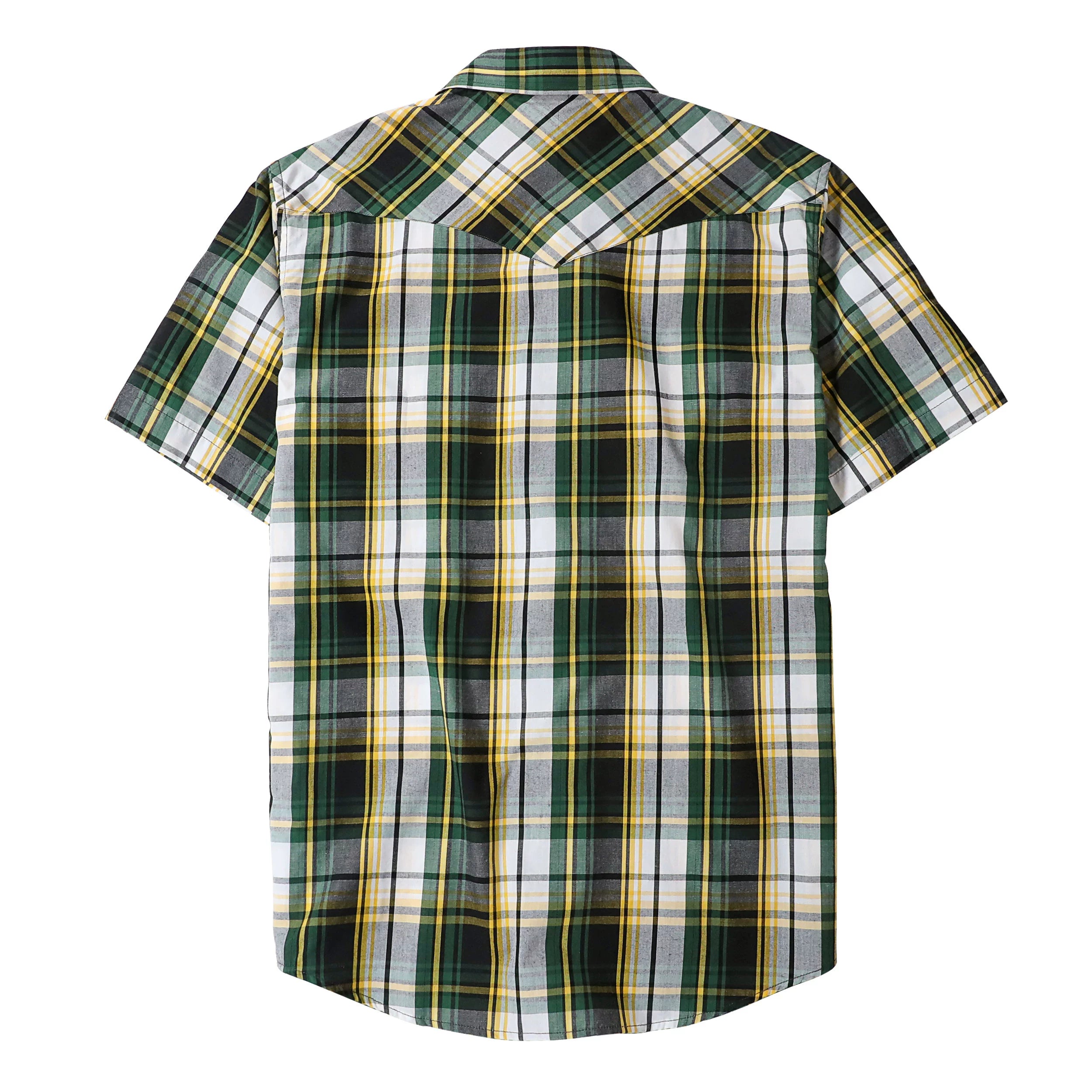 Chemises western Dubinik® pour hommes, manches courtes, carreaux, boutons-pression nacrés, chemise boutonnée, chemise de travail décontractée style cowboy #41004