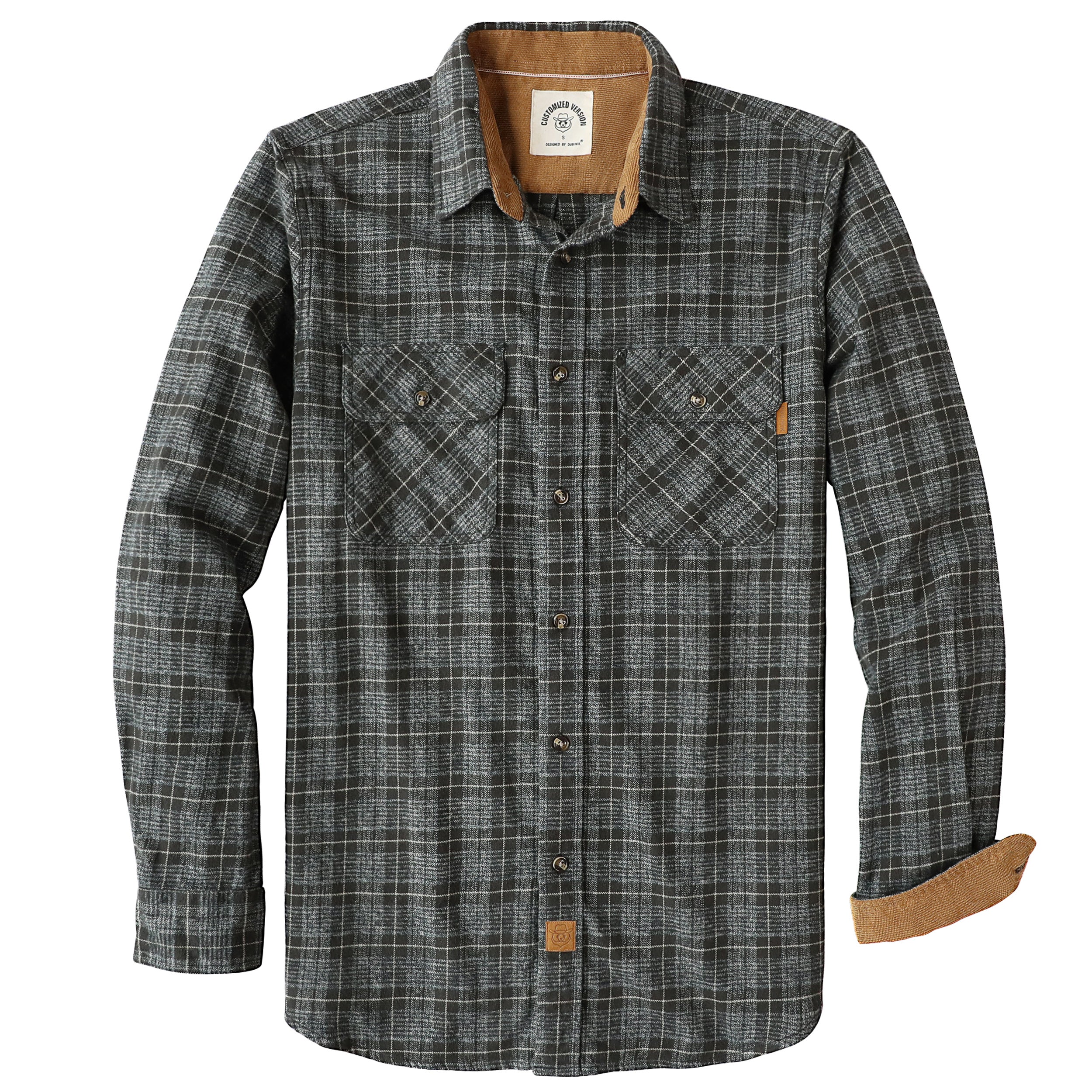 Chemise en flanelle Dubinik® pour homme, manches longues, boutonnée, à carreaux, tout en coton doux et brossé, chemise utilitaire décontractée pour homme #0030013