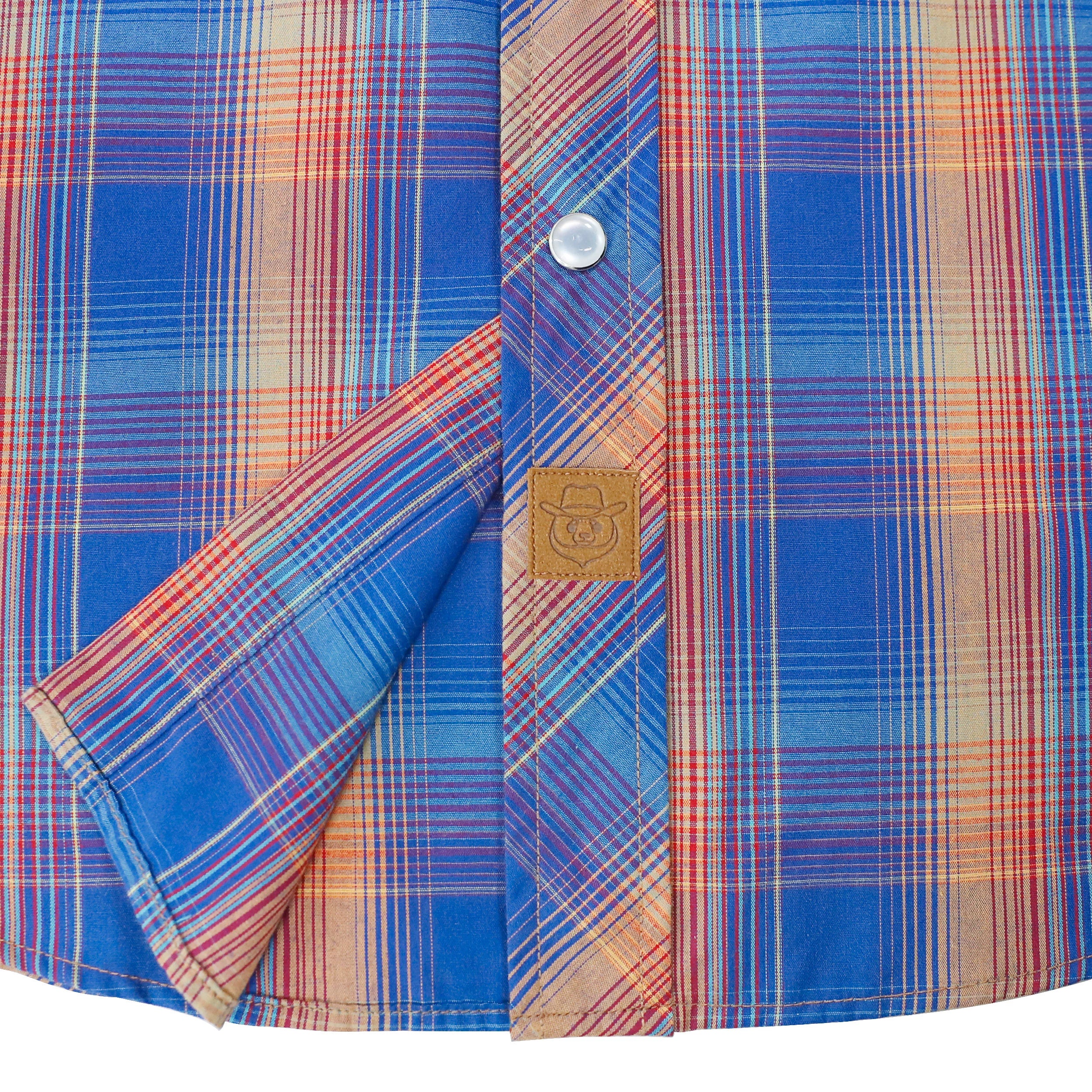Chemises western Dubinik® pour hommes, manches courtes, carreaux, boutons-pression nacrés, chemise boutonnée, chemise de travail décontractée style cowboy #41031