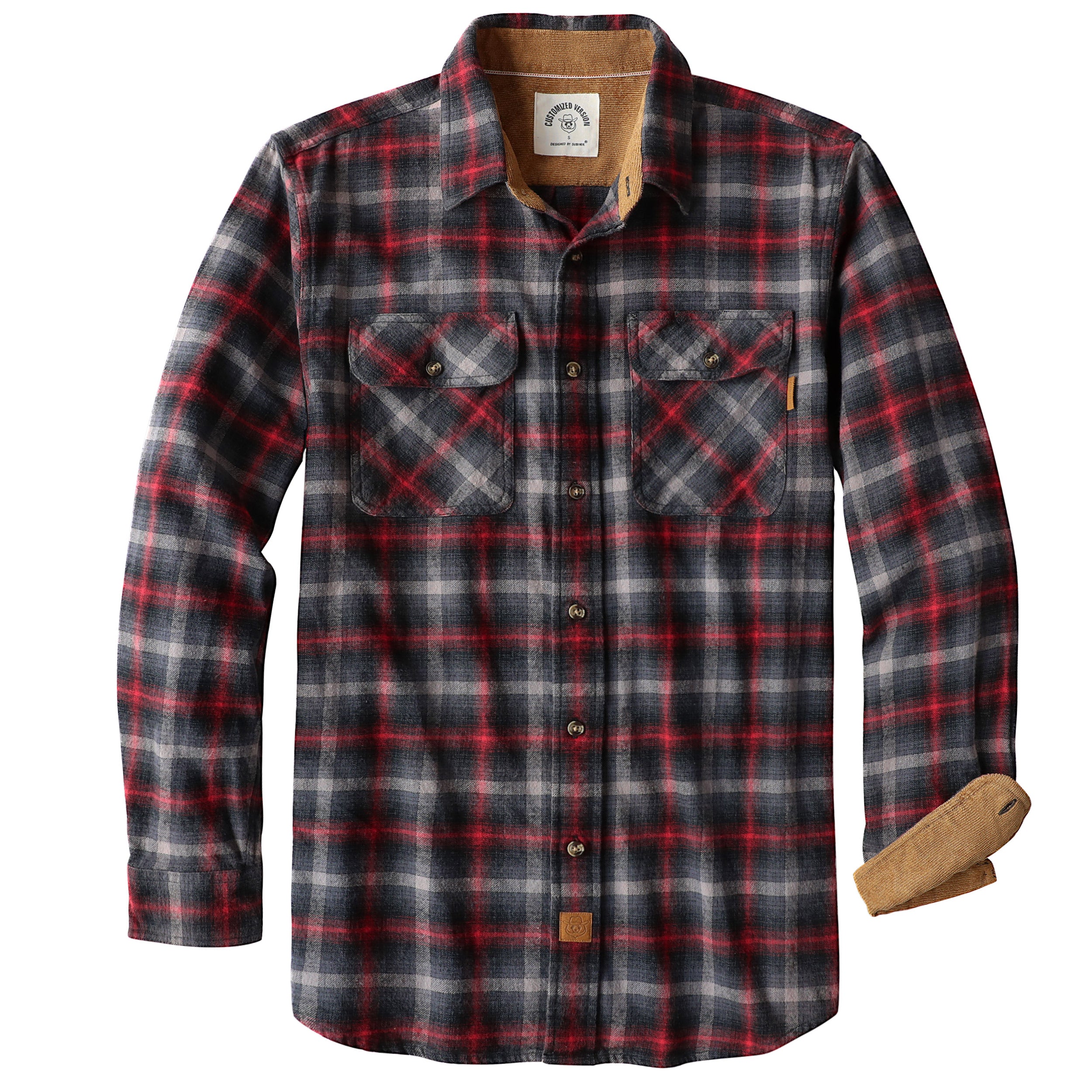 Dubinik® Herren Flanellhemd Langarm Button-Down Plaid Alle Baumwolle Weich Gebürstetes Flanellhemd Für Männer Utility Casual Shirt #0030009