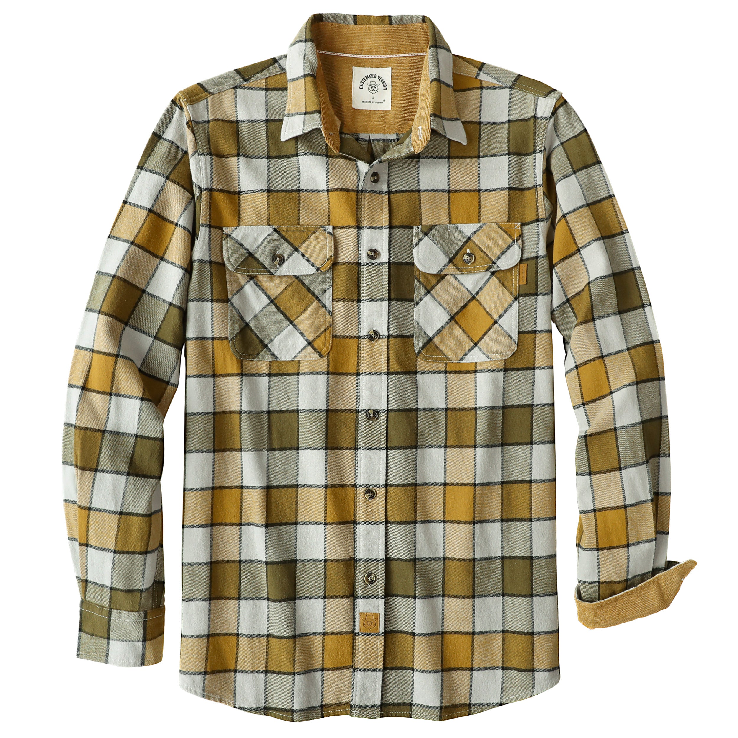 Chemise en flanelle Dubinik® pour homme, manches longues, boutonnée, à carreaux, tout en coton doux et brossé, chemise utilitaire décontractée pour homme #0030001