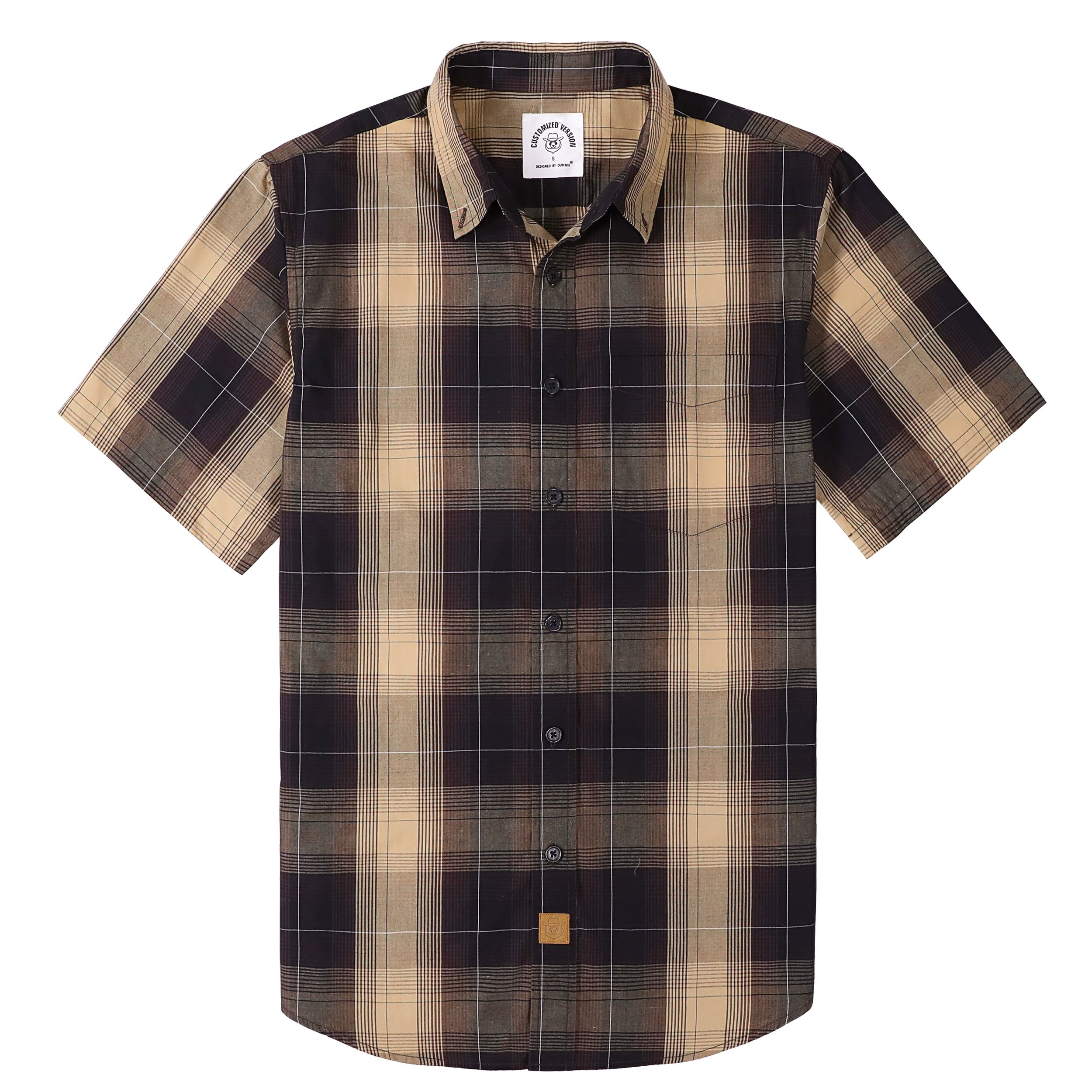 Dubinik® Herren Kurzarm Button-Down-Hemden Sommer Vintage Kurzarm Button-Down Männer Leichte Herren Freizeithemden #51027