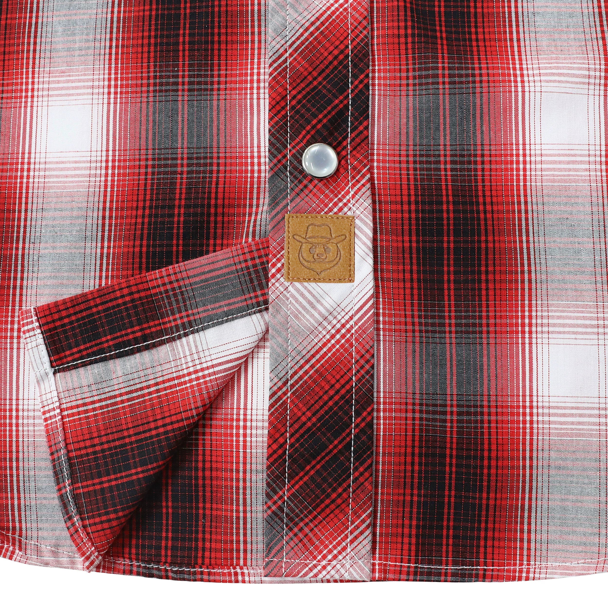 Dubinik® Westernhemden für Herren, kurzärmelig, kariert, Perlendruckknöpfe, Hemden für Herren, Button-Up-Hemd, Cowboy, lässiges Arbeitshemd #41028