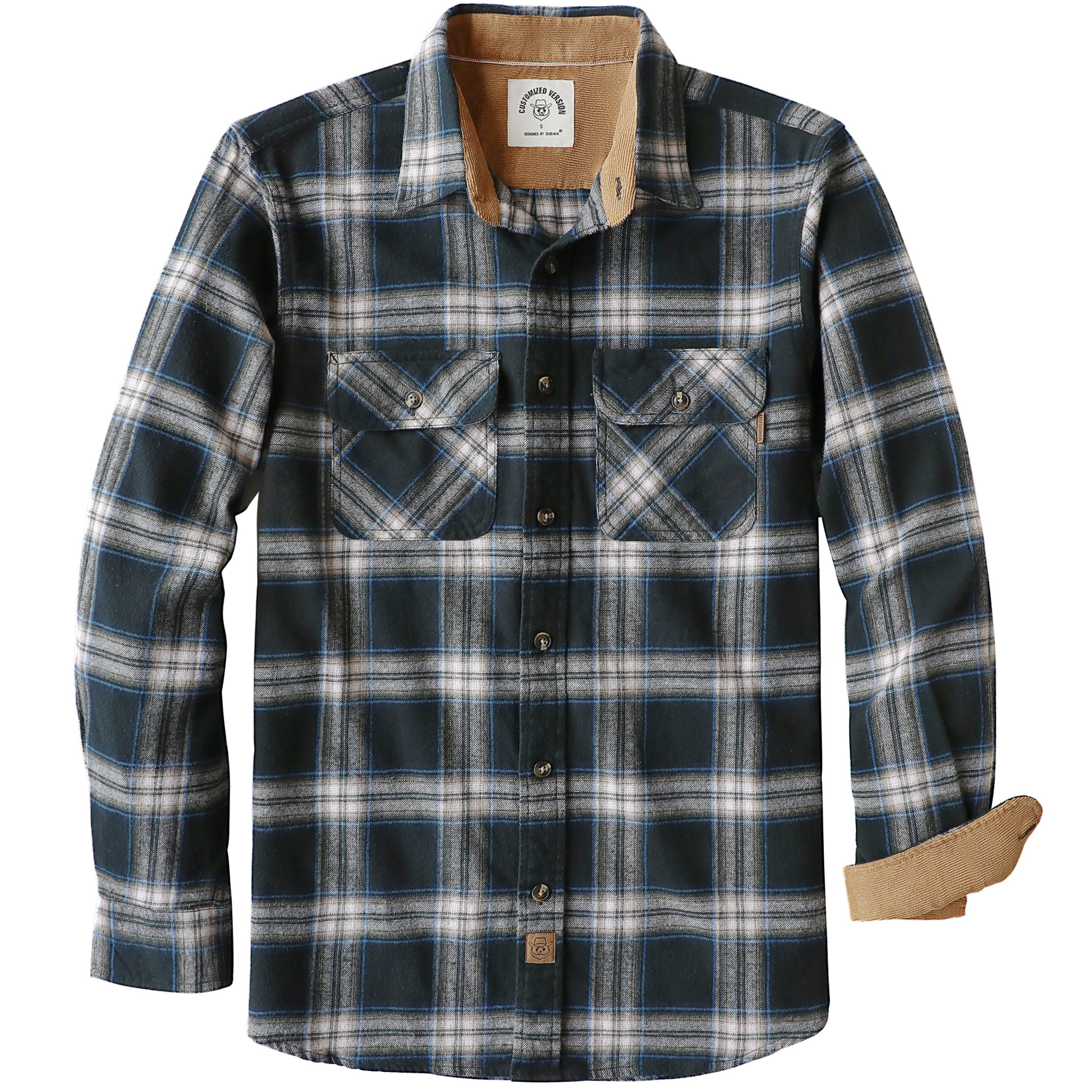 Chemise en flanelle Dubinik® pour homme, manches longues, boutonnée, à carreaux, tout en coton doux et brossé, chemise utilitaire décontractée #0030015