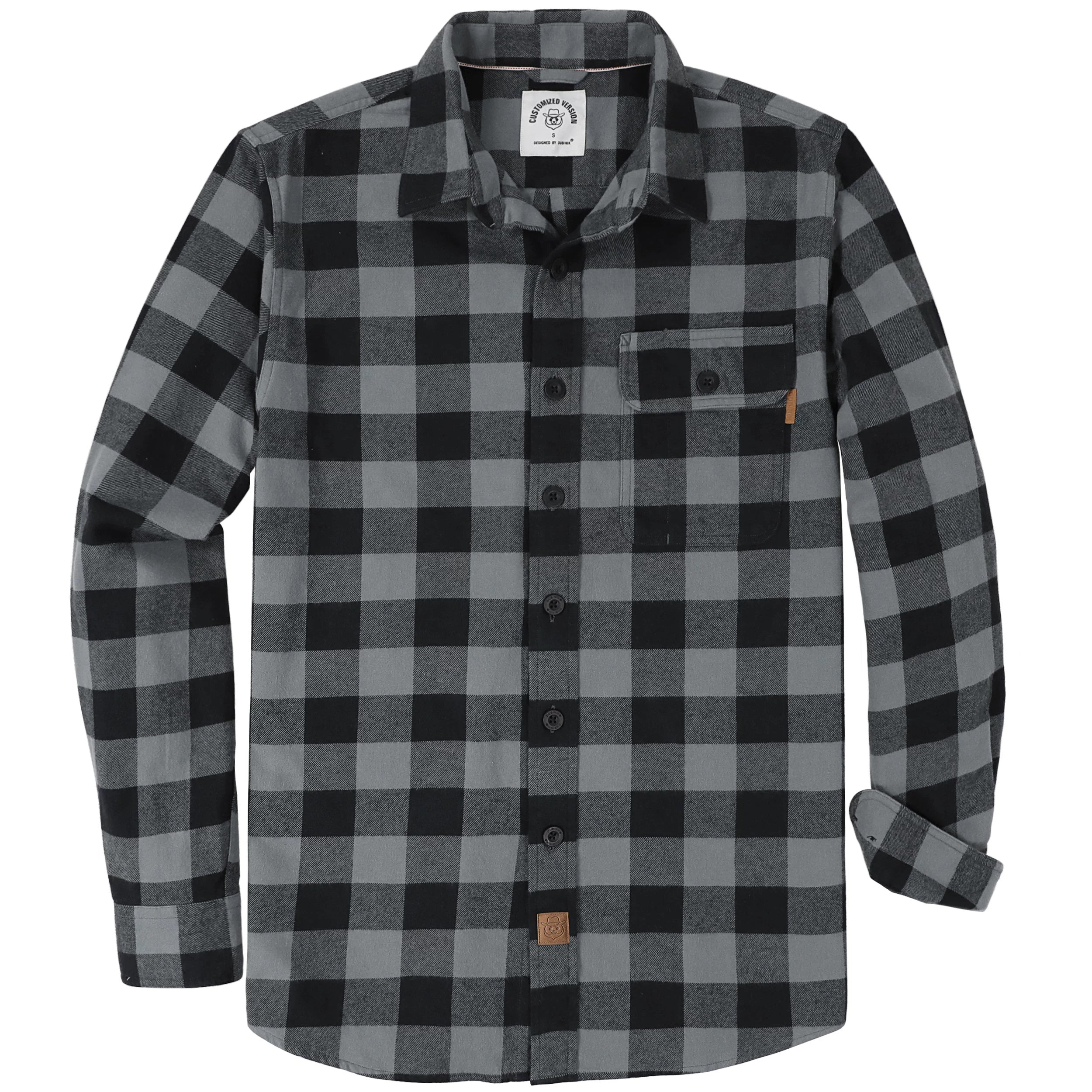 Dubinik® Mens Long Sleeve Midweight Flannel Shirt Warm Casual Soft Cotton Button Down Plaid Shirt #3403