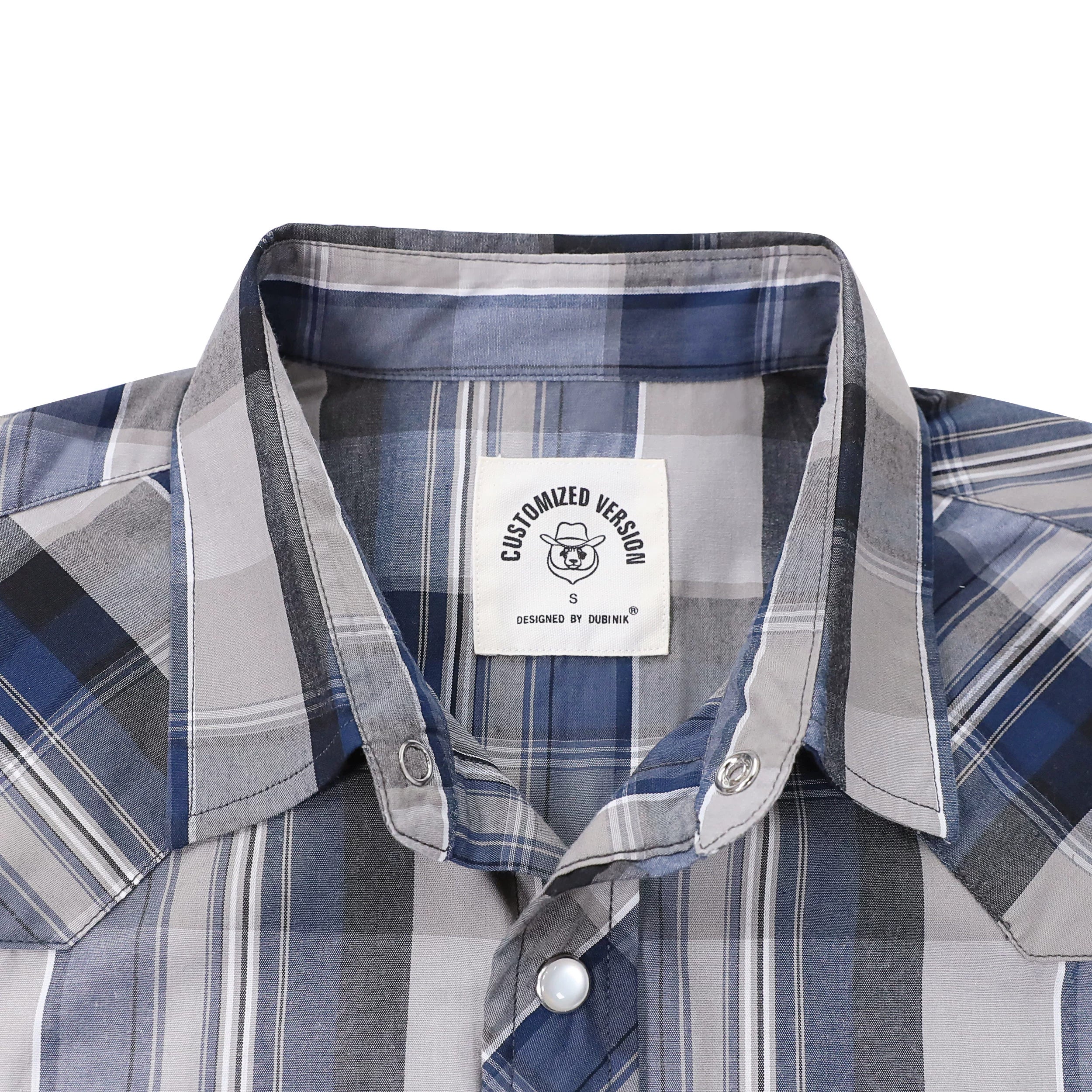 Chemises western Dubinik® pour hommes, manches courtes, carreaux, boutons-pression nacrés, chemise boutonnée, chemise de travail décontractée style cowboy #41015