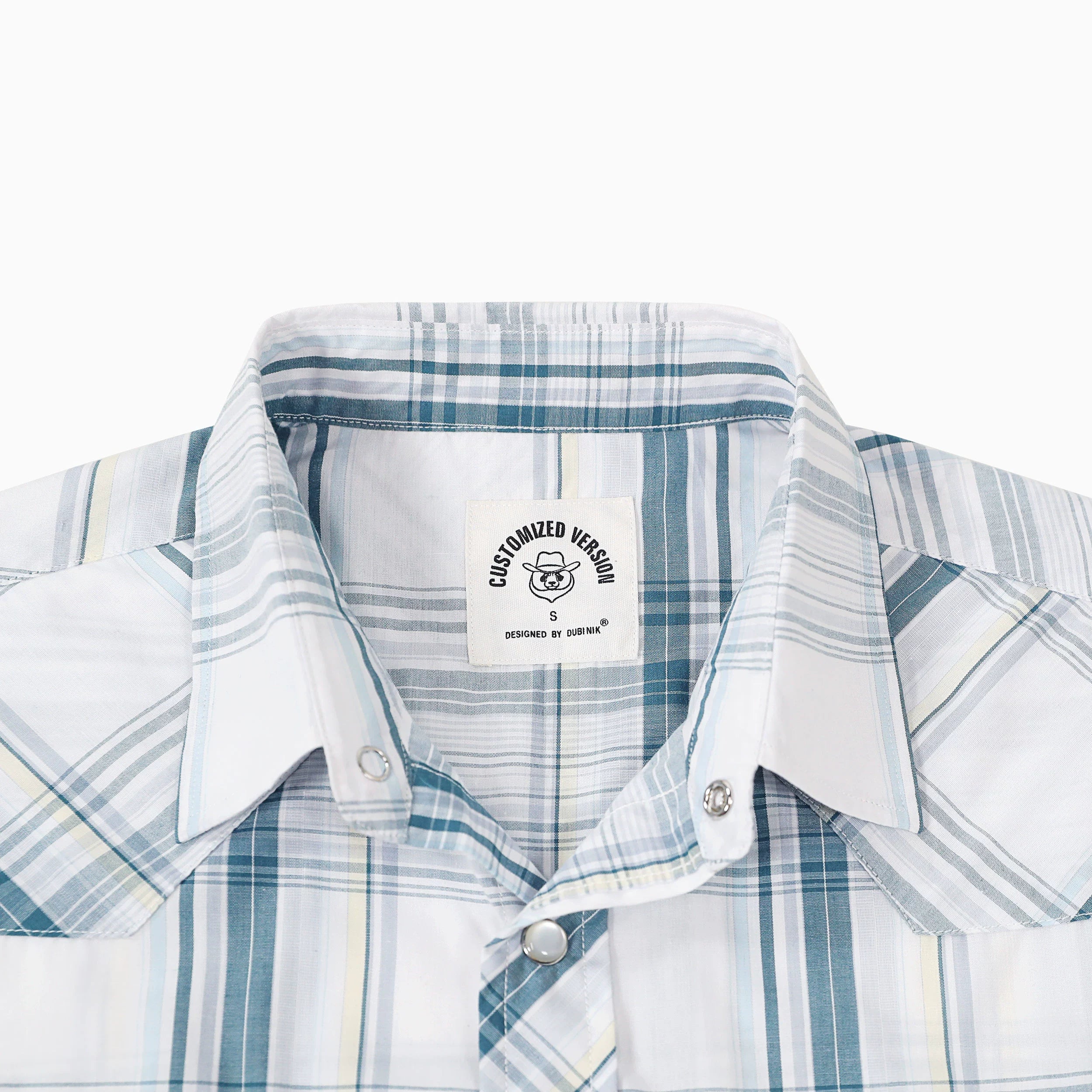 Dubinik® Westernhemden für Herren, kurzärmelig, kariert, Perlendruckknopf, Cowboy-Shirt, lässiges Arbeitshemd #41016