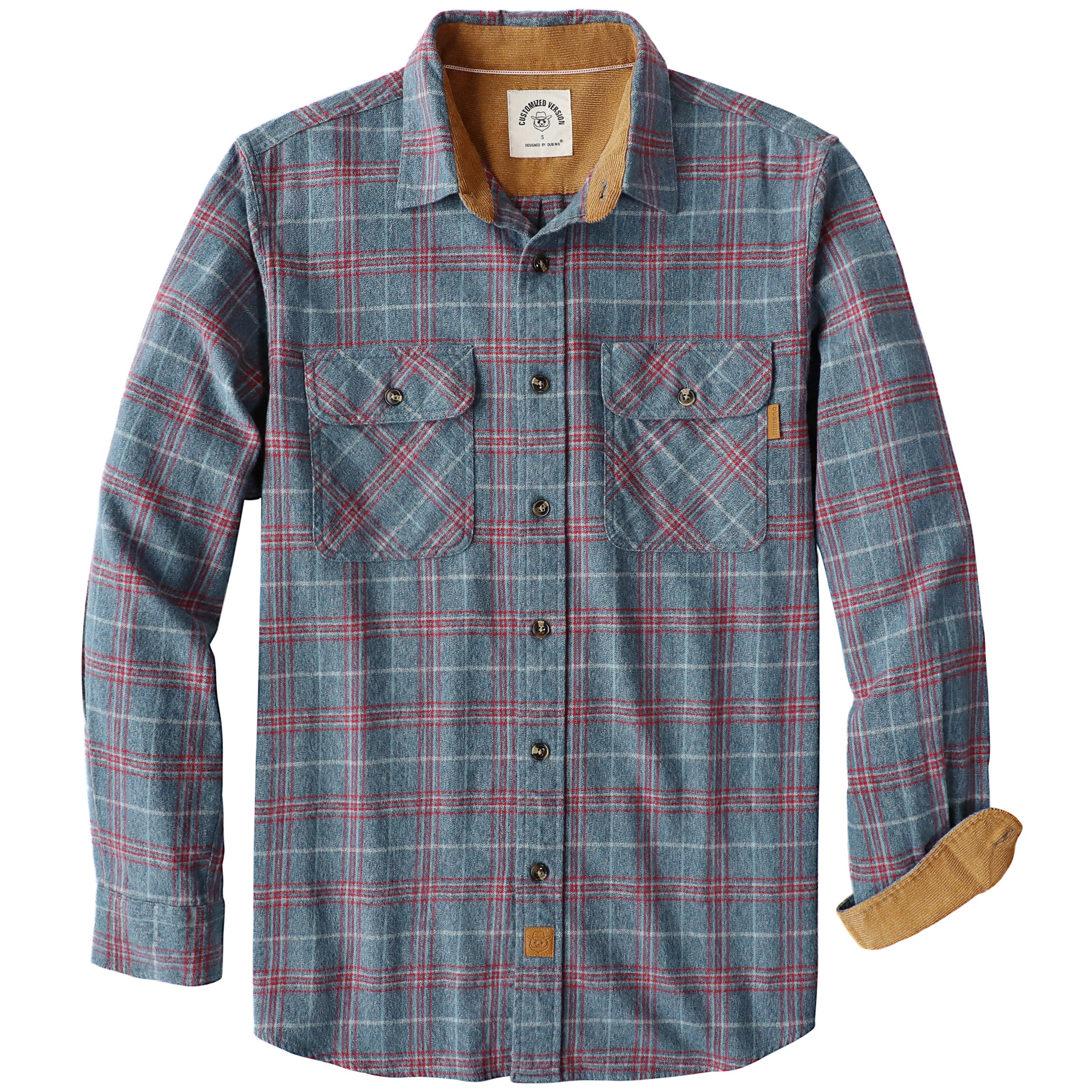 Dubinik® Herren Flanellhemd Langarm Button-Down Plaid Alle Baumwolle Weich Gebürstetes Flanellhemd Für Männer Utility Casual Shirt #0030010