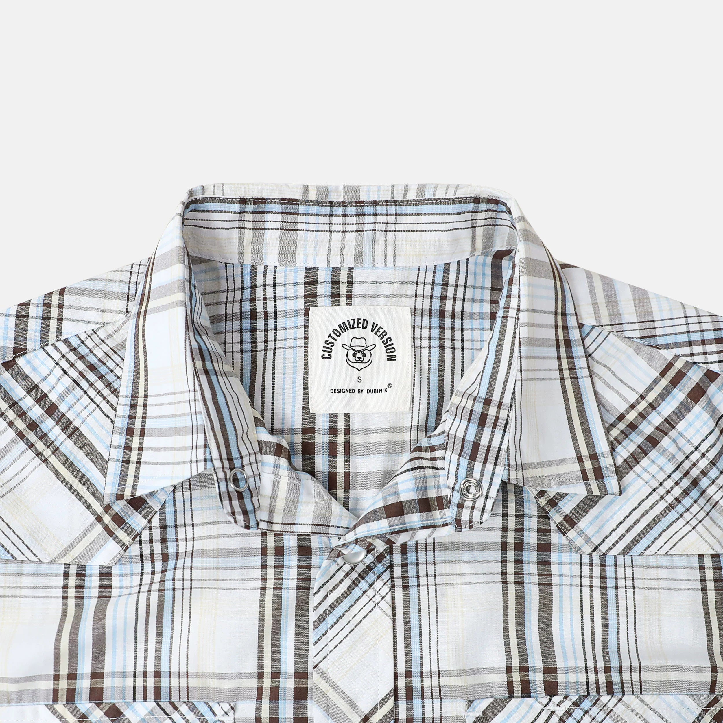 Dubinik® Westernhemden für Herren, kurzärmelig, kariert, Perlendruckknöpfe, Hemden für Herren, Button-Up-Hemd, Cowboy, lässiges Arbeitshemd #41007