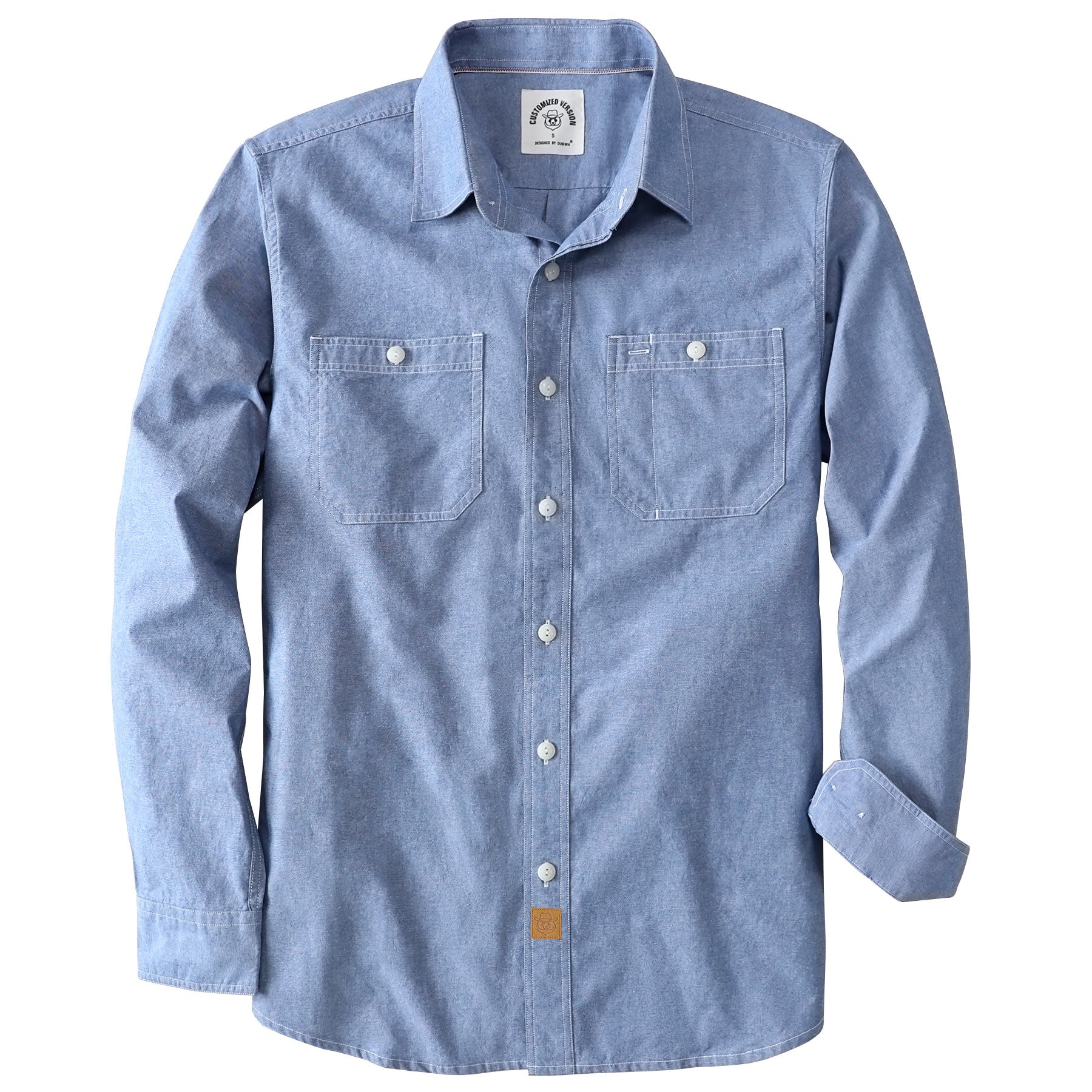 Dubinik® Chambray Langarm-Jeanshemd mit Taschen #58009