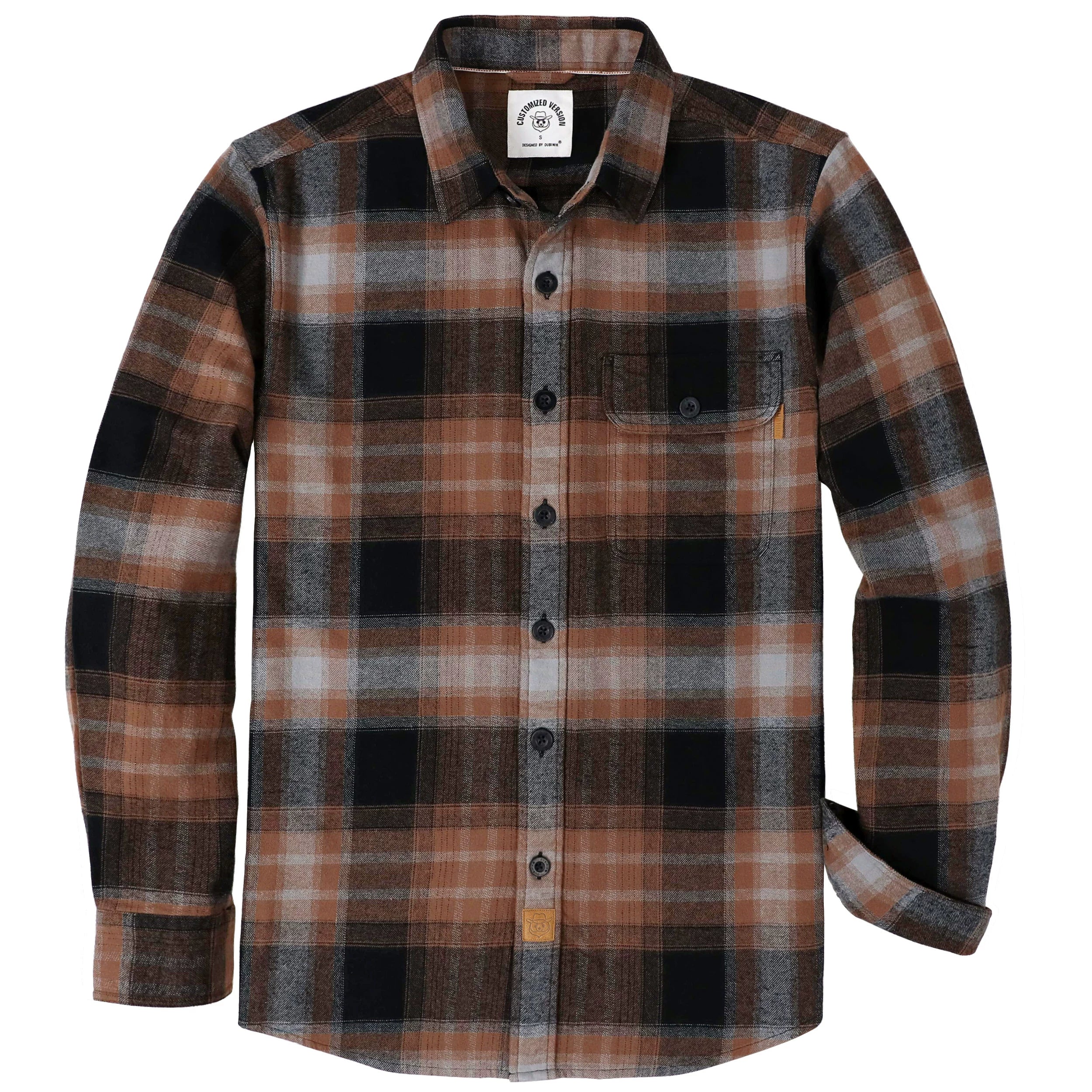 Dubinik® Herren-Flanellhemd mit langen Ärmeln, mittelschwer, warm, lässig, weiche Baumwolle, Button-Down-Karohemd Nr. 3417