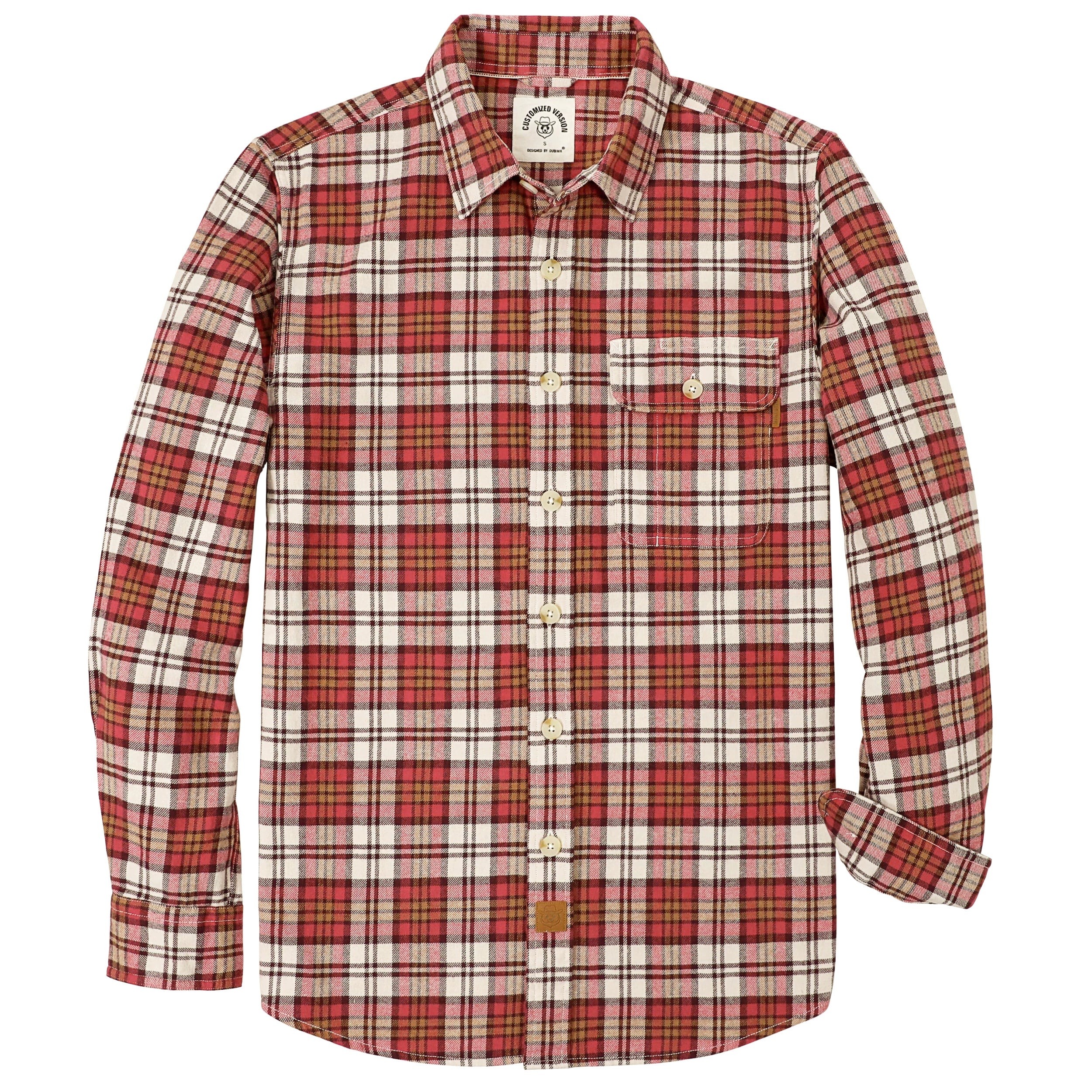 Chemise à carreaux Dubinik® à manches longues et mi-lourde pour homme, chaude, décontractée et douce, en coton, boutonnée, #3410
